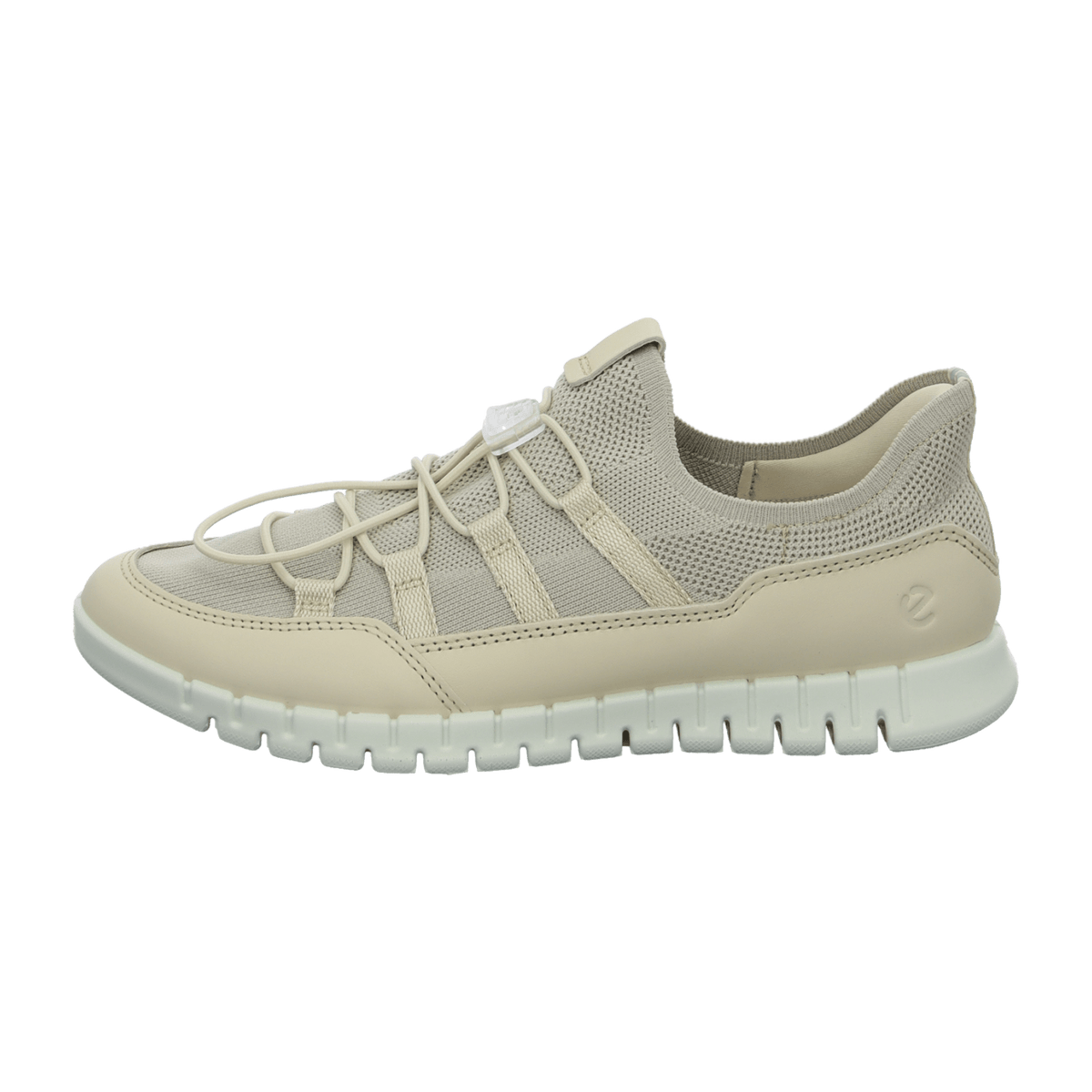 ECCO GRUUV LITE Women's Sneaker - Lightweight Beige Leather Textile Slipper