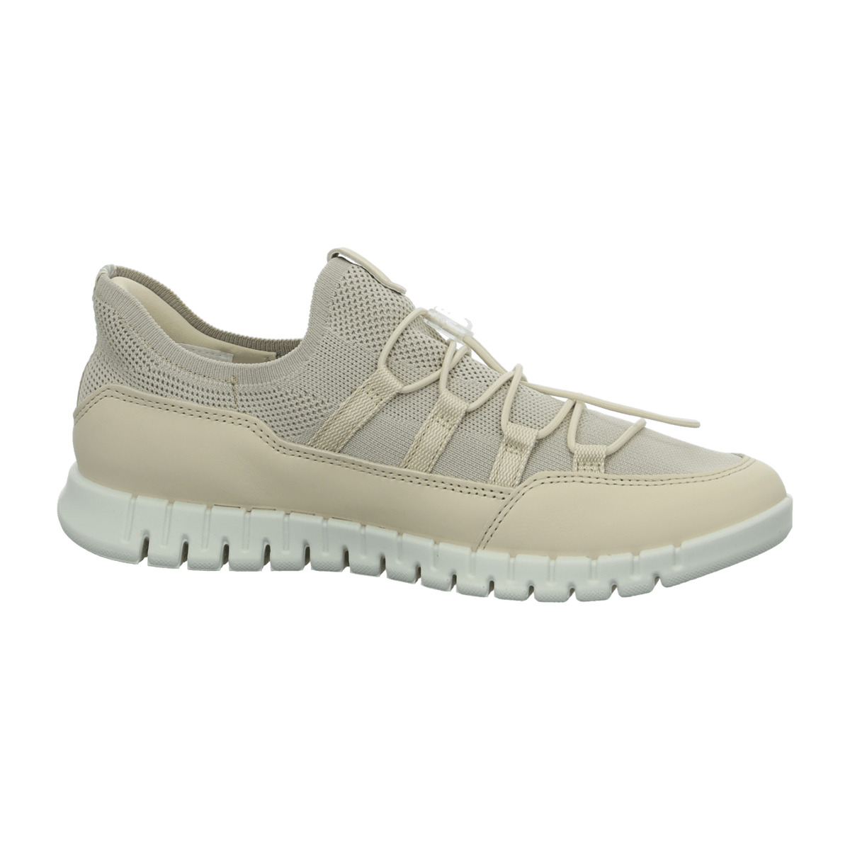 ECCO GRUUV LITE Women's Sneaker - Lightweight Beige Leather Textile Slipper
