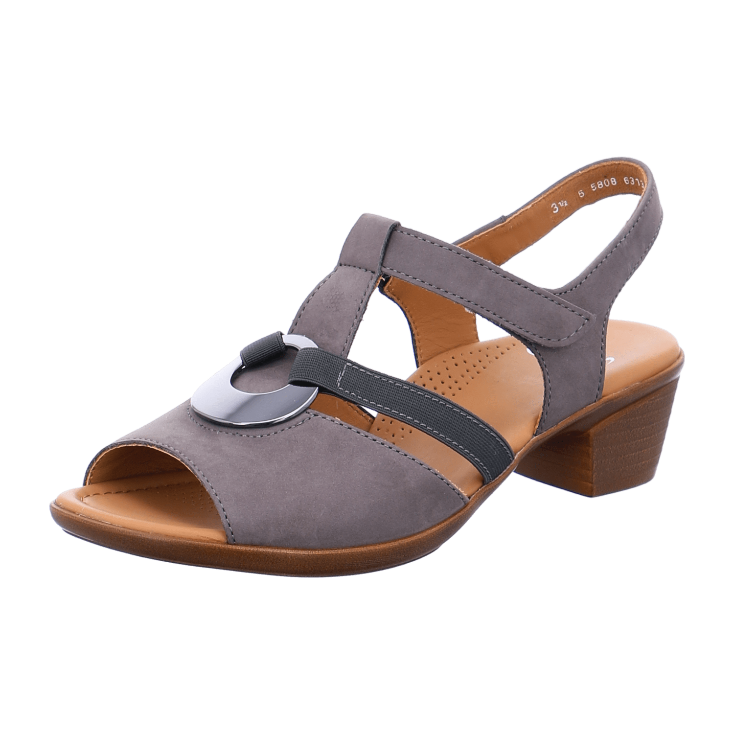 ARA LUGANO Women's Sandals Blue Leather with Hook-and-Loop Strap and Open Toe