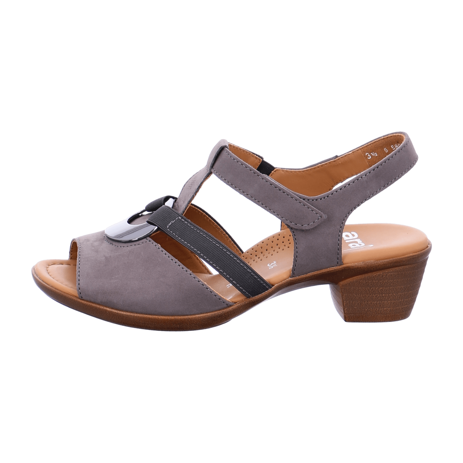ARA LUGANO Women's Sandals Blue Leather with Hook-and-Loop Strap and Open Toe