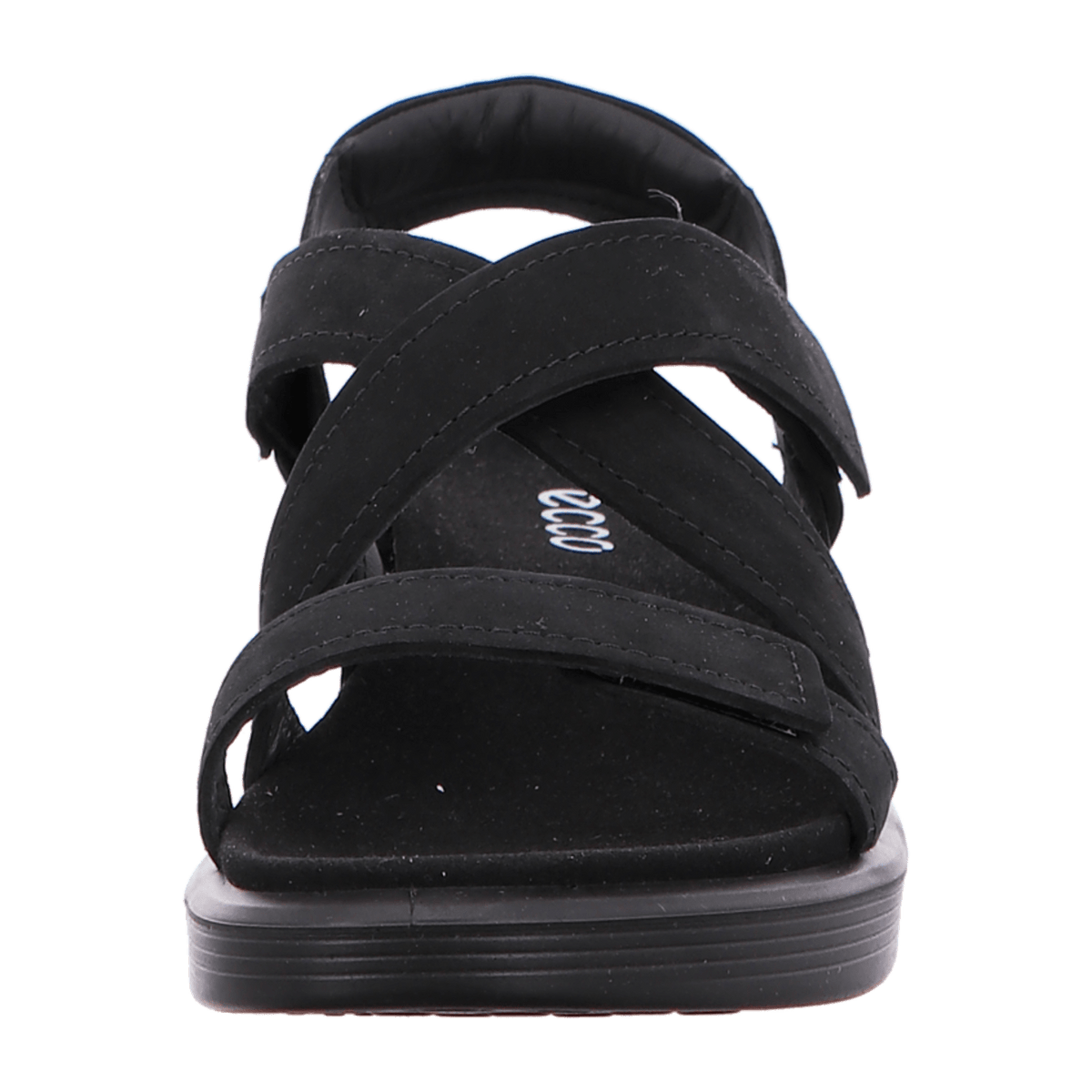 ECCO Women's Cross-Strap Leather Sandals Black - Padded Comfort