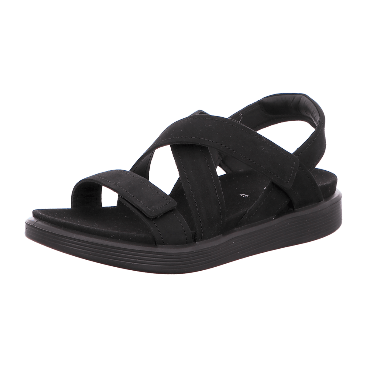 ECCO Women's Cross-Strap Leather Sandals Black - Padded Comfort