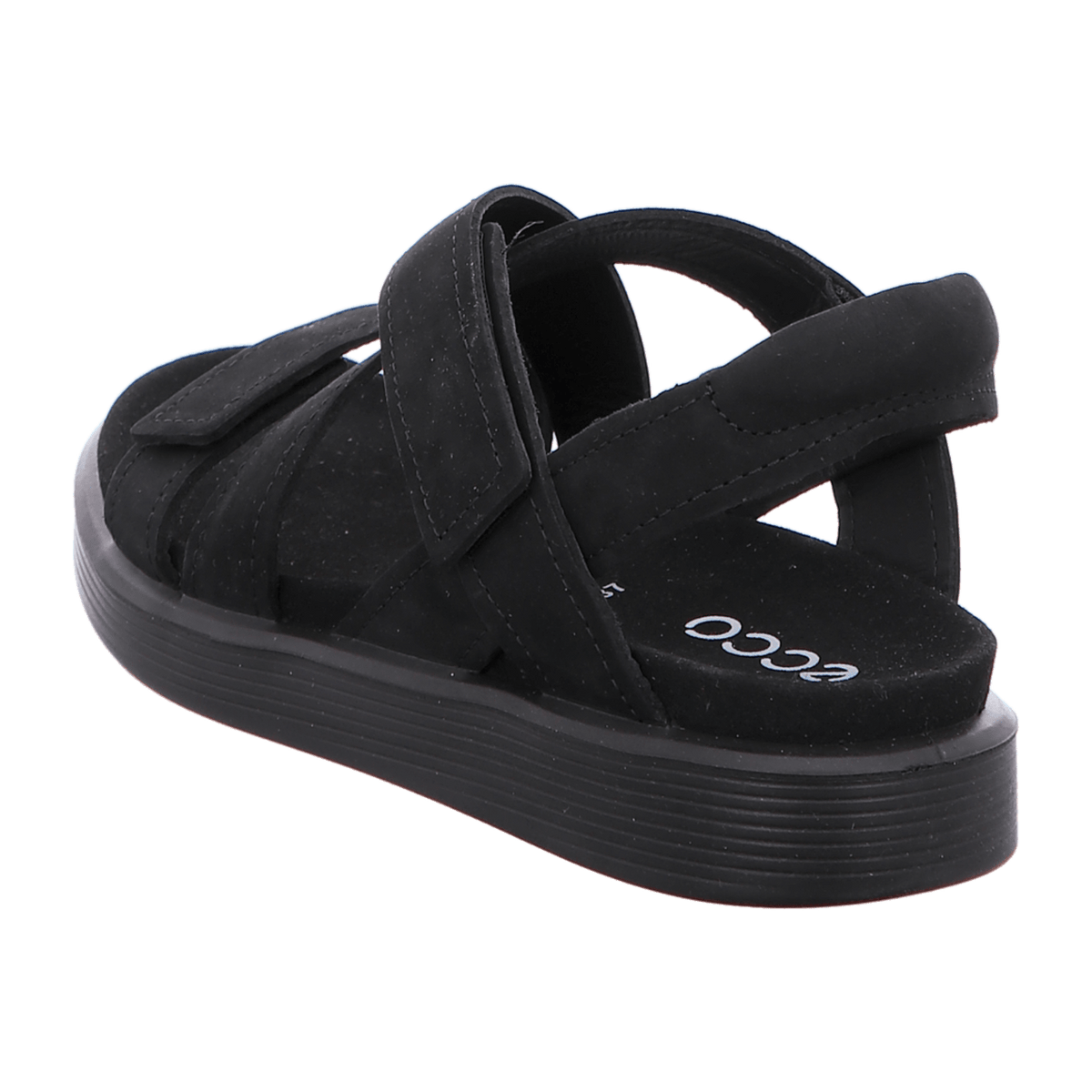 ECCO Women's Cross-Strap Leather Sandals Black - Padded Comfort