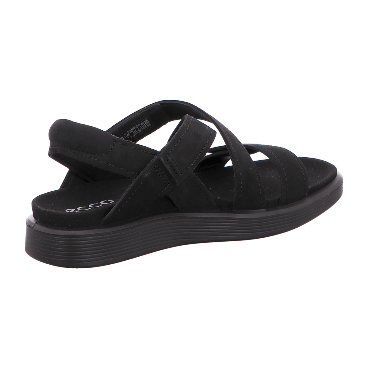 ECCO Women's Cross-Strap Leather Sandals Black - Padded Comfort
