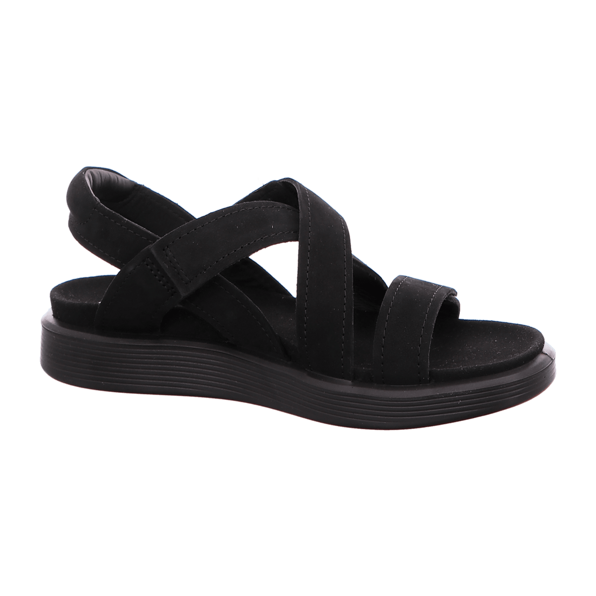 ECCO Women's Cross-Strap Leather Sandals Black - Padded Comfort