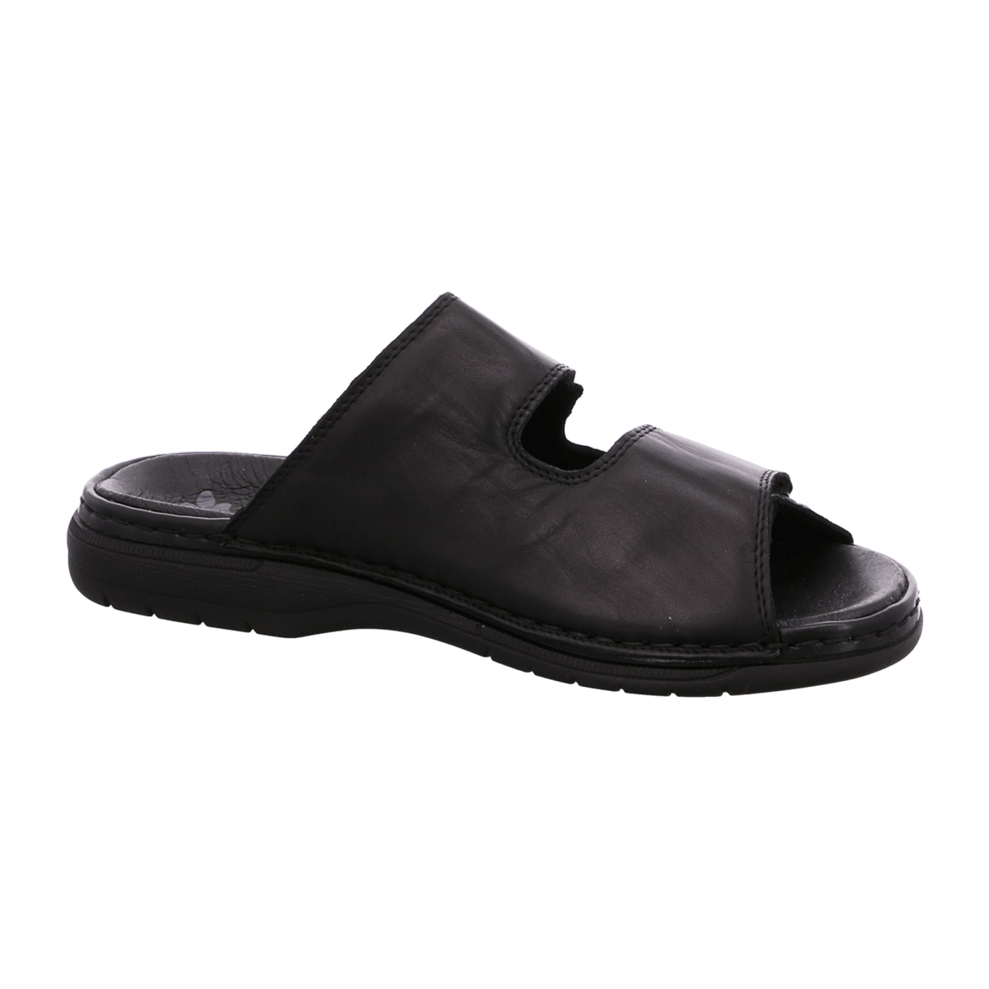 Rieker Men's Black Leather Slip-On Sandals with Velcro Strap