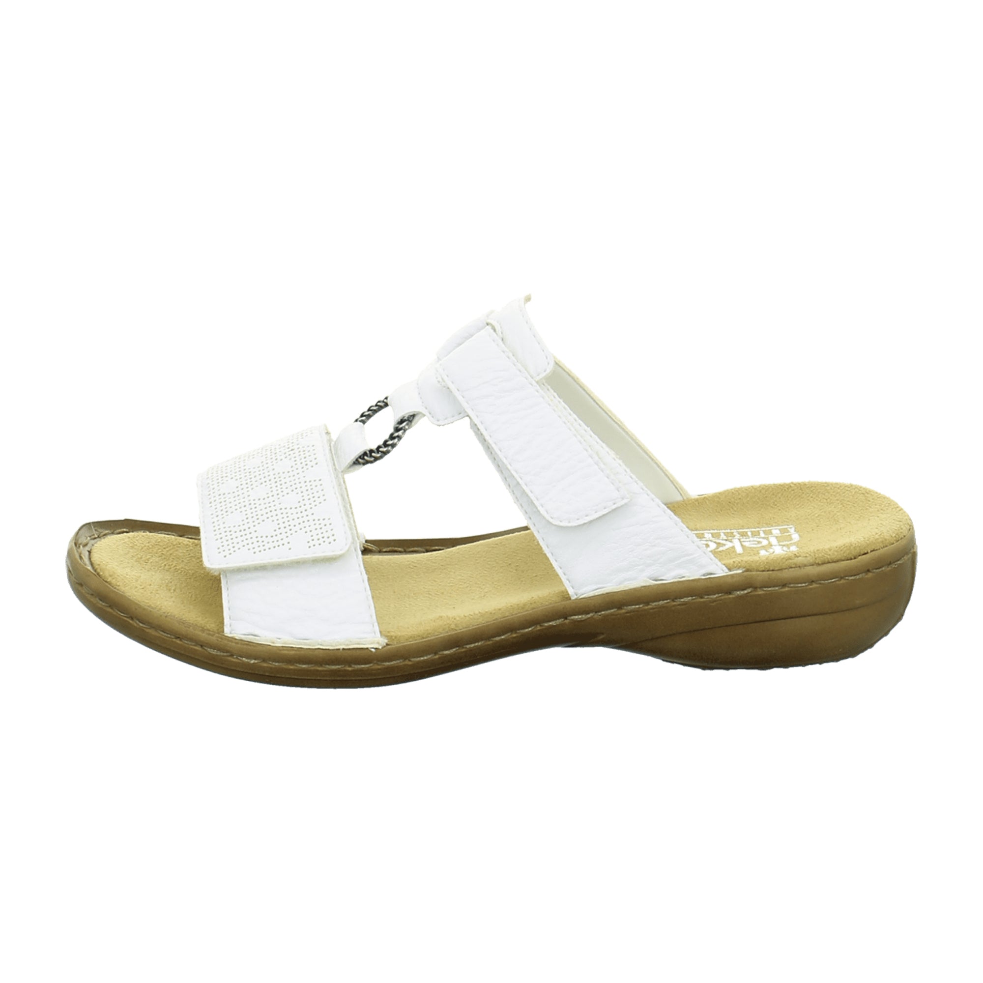 Rieker Women's White Summer Slide Sandals with Adjustable Straps and Comfort