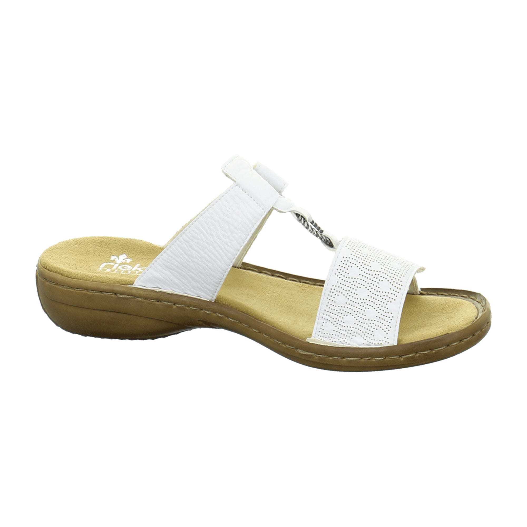 Rieker Women's White Summer Slide Sandals with Adjustable Straps and Comfort