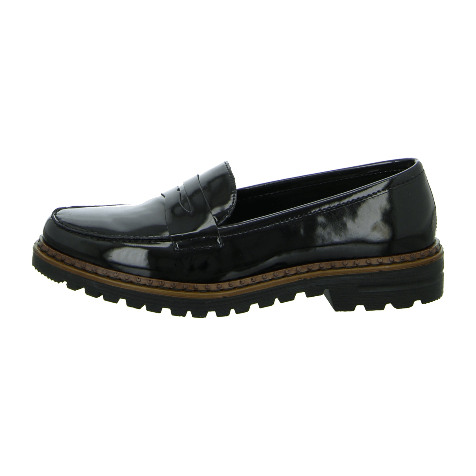 Rieker Women's Black Business Slip-On Shoes Leather Mix Round Toe Block Heel