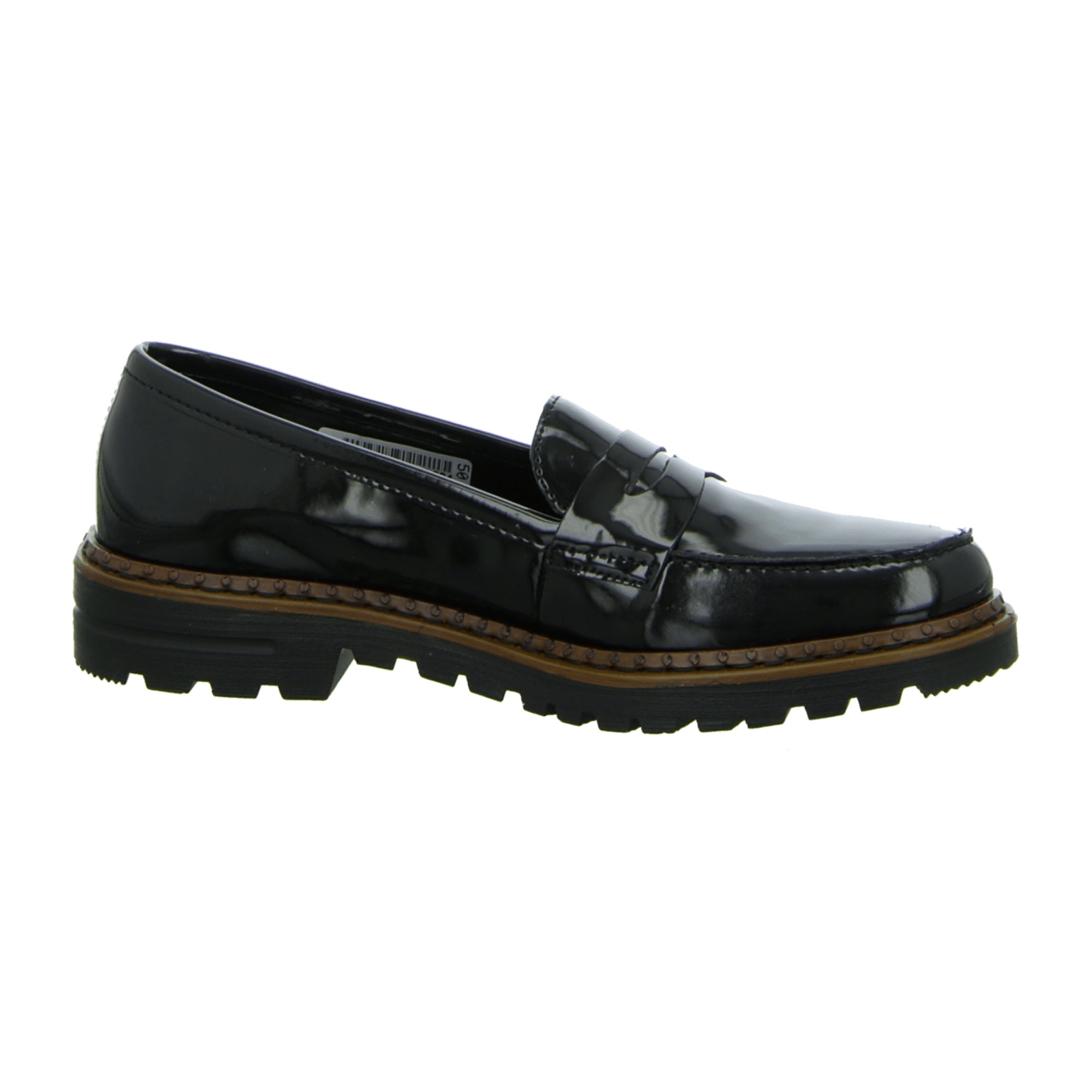 Rieker Women's Black Business Slip-On Shoes Leather Mix Round Toe Block Heel