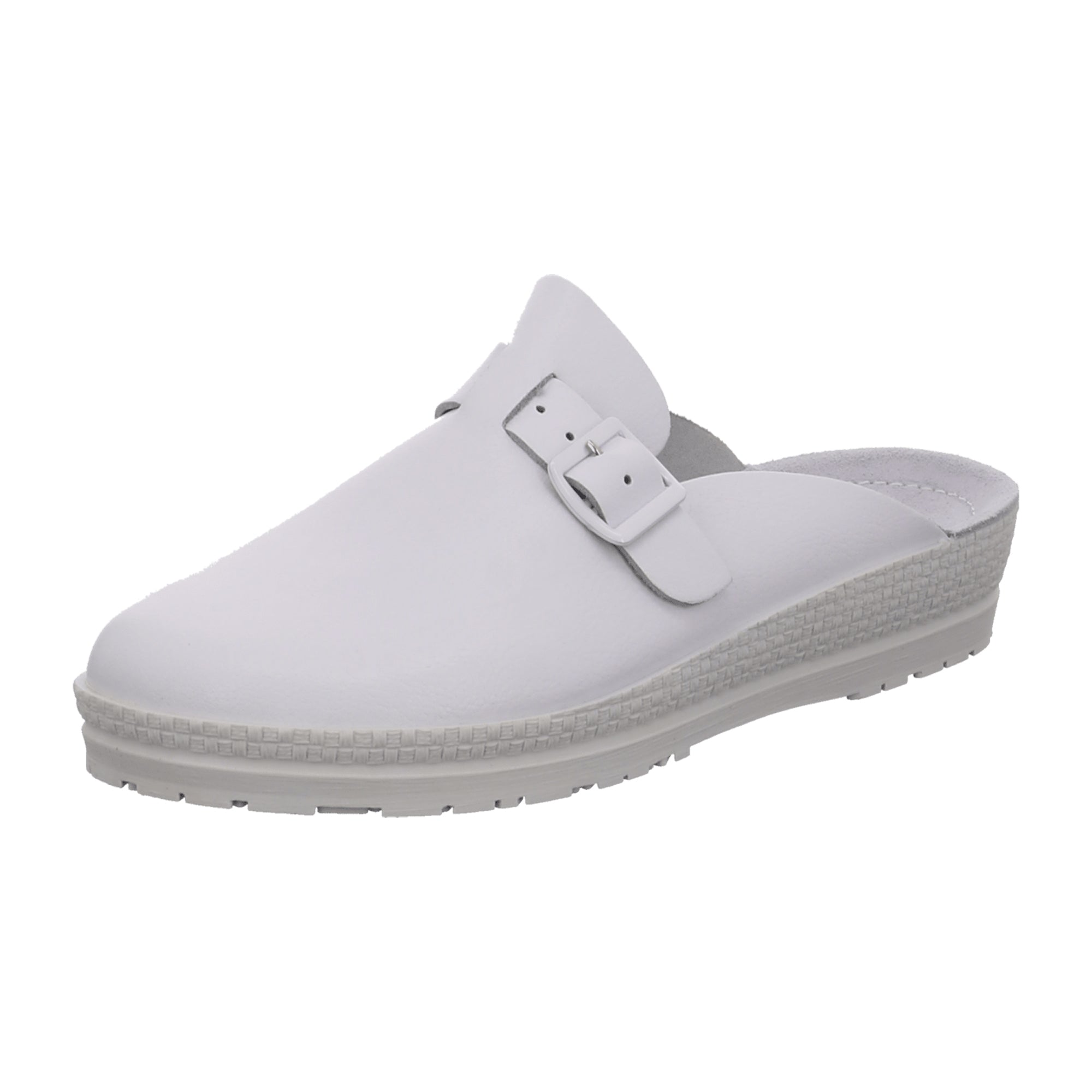 Rohde Women's White Leather Slip-On Shoes Round Toe Flat Heel Casual Comfort