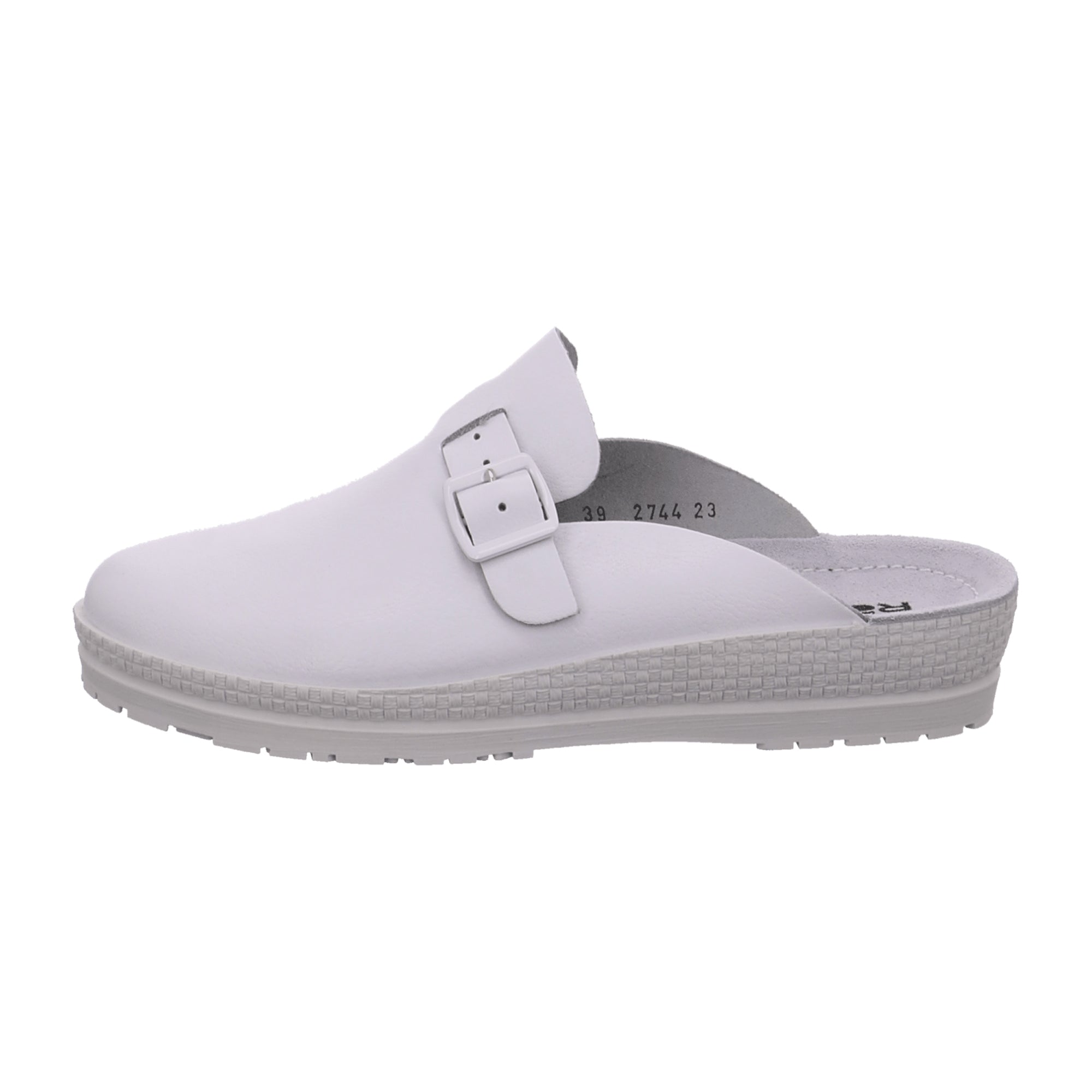 Rohde Women's White Leather Slip-On Shoes Round Toe Flat Heel Casual Comfort