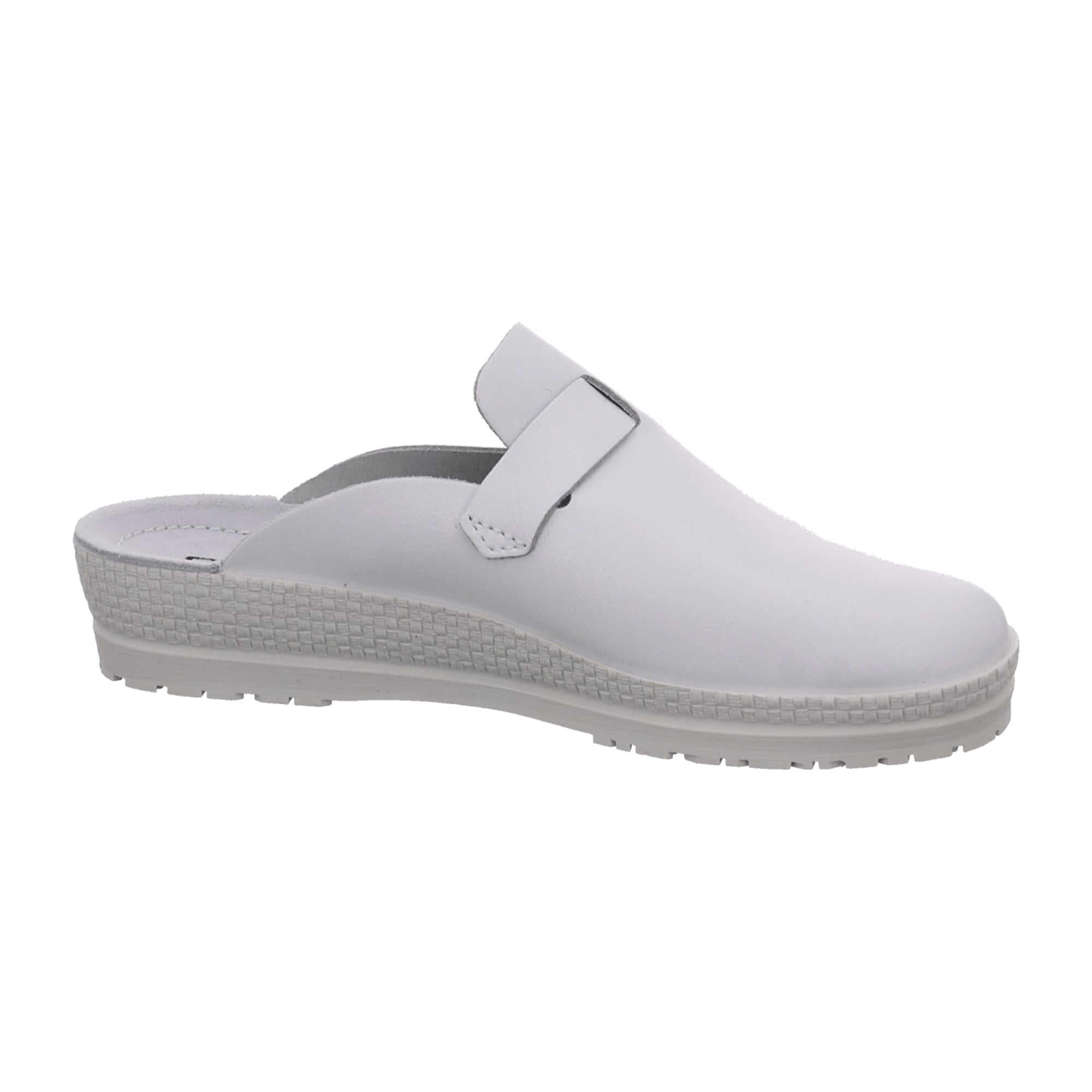 Rohde Women's White Leather Slip-On Shoes Round Toe Flat Heel Casual Comfort