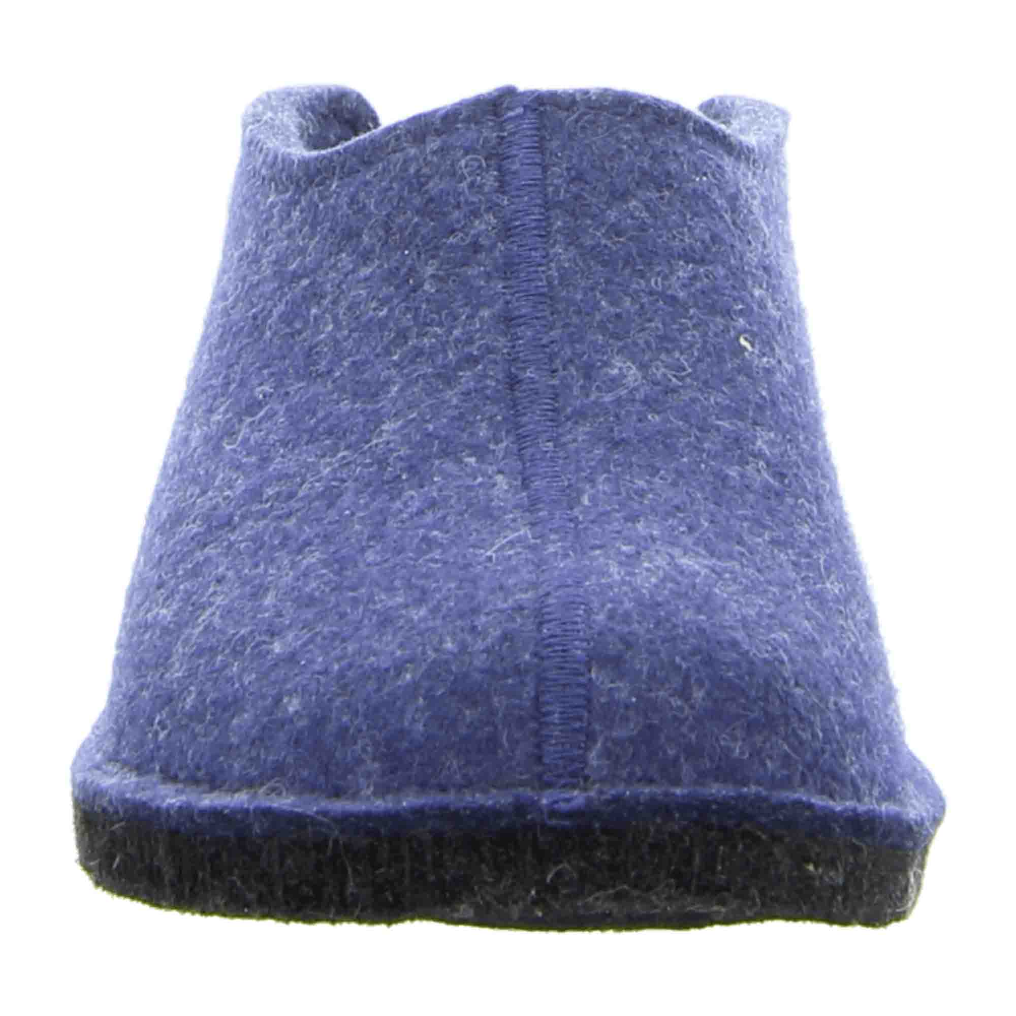 Haflinger Flair Smily Men's Slippers - Durable and Stylish Blue Wool