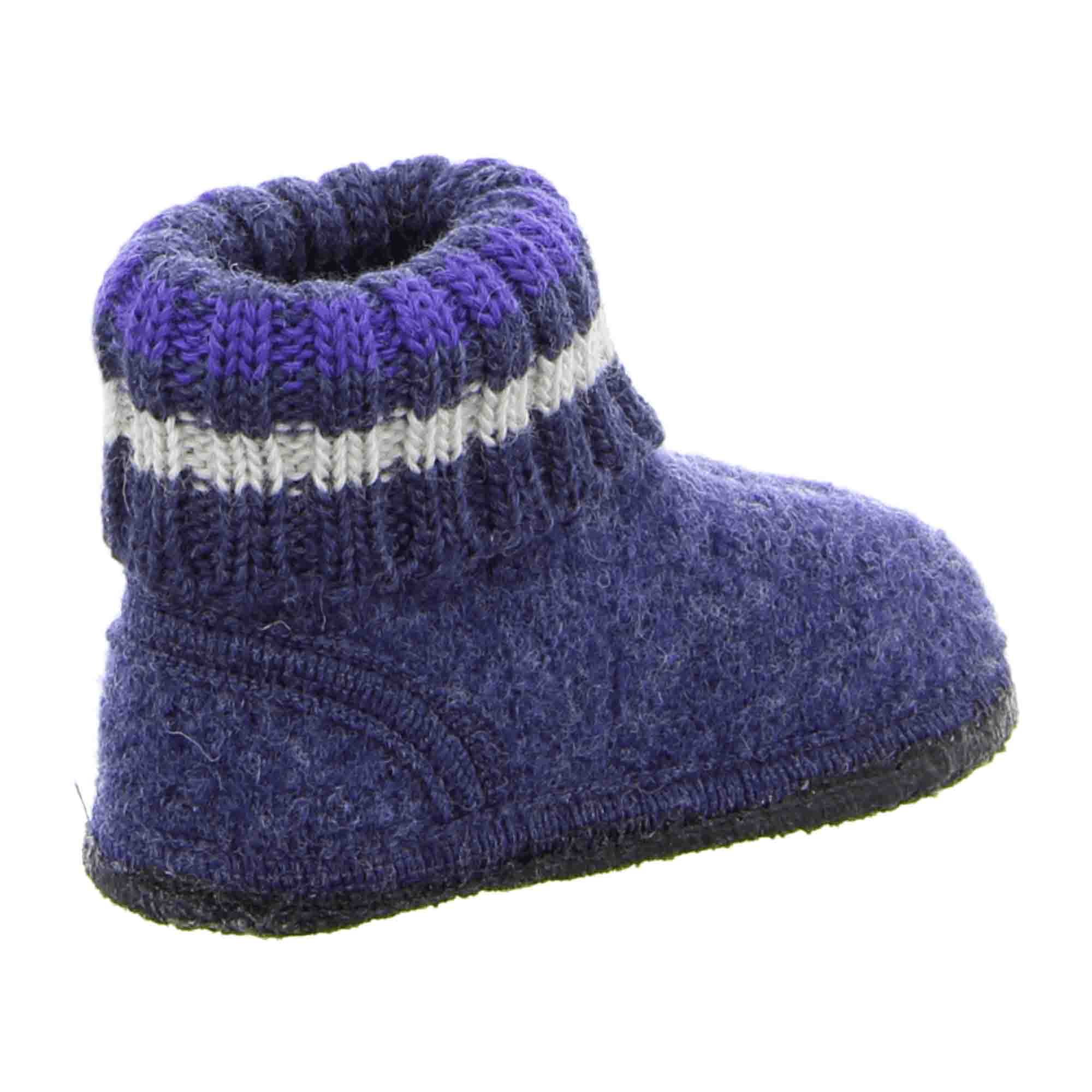 Haflinger Paul Kids' Slippers - Durable Blue Wool - Comfortable & Stylish