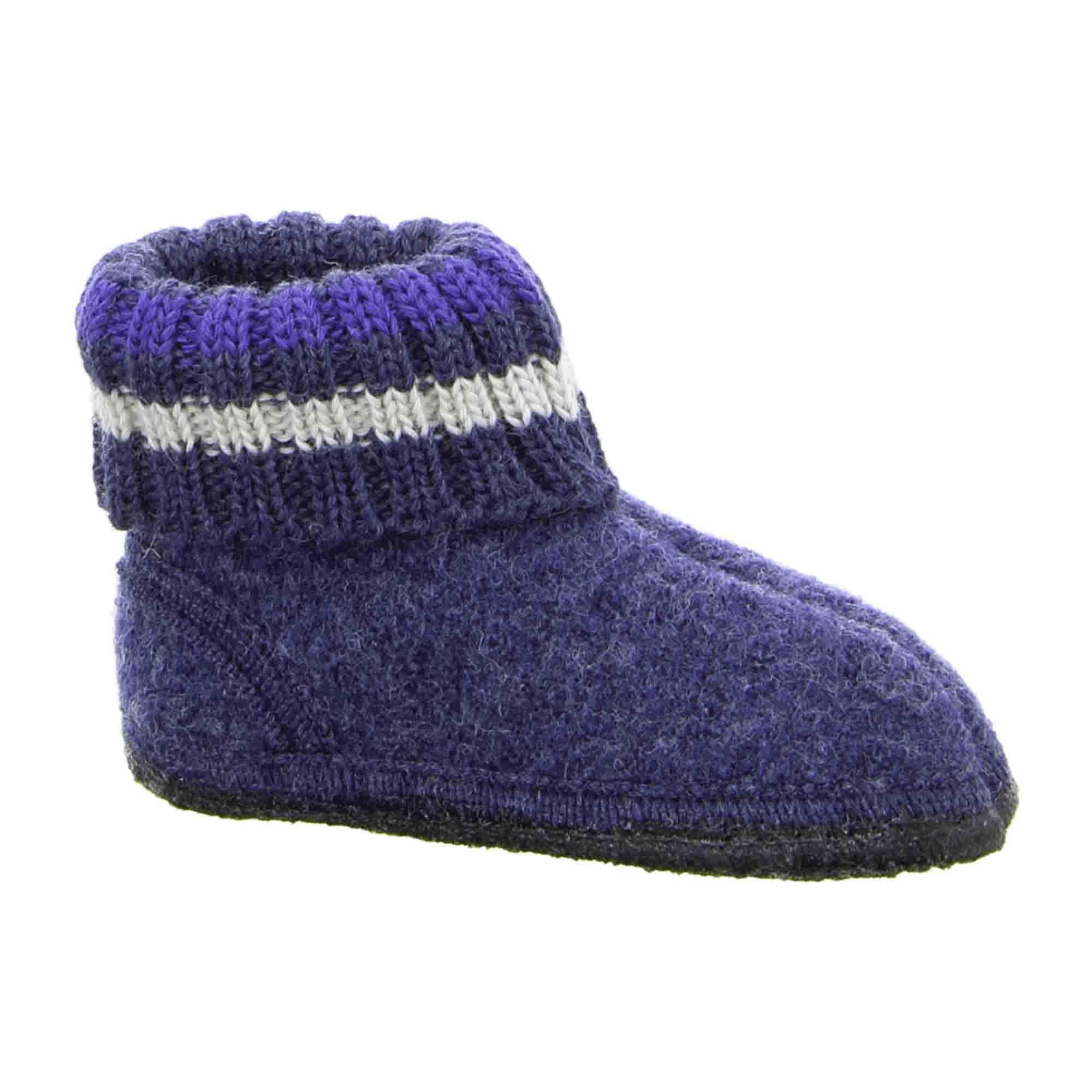 Haflinger Paul Kids' Slippers - Durable Blue Wool - Comfortable & Stylish