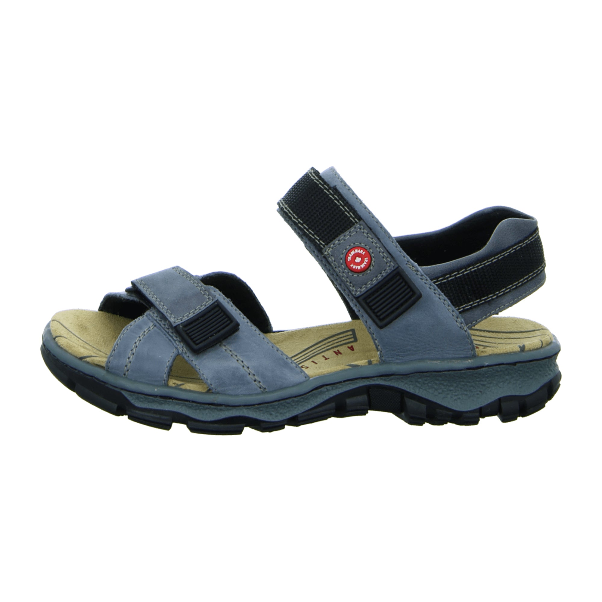 Rieker Women's Blue Sandals with Comfortable Velcro Straps and Soft Textile Lining