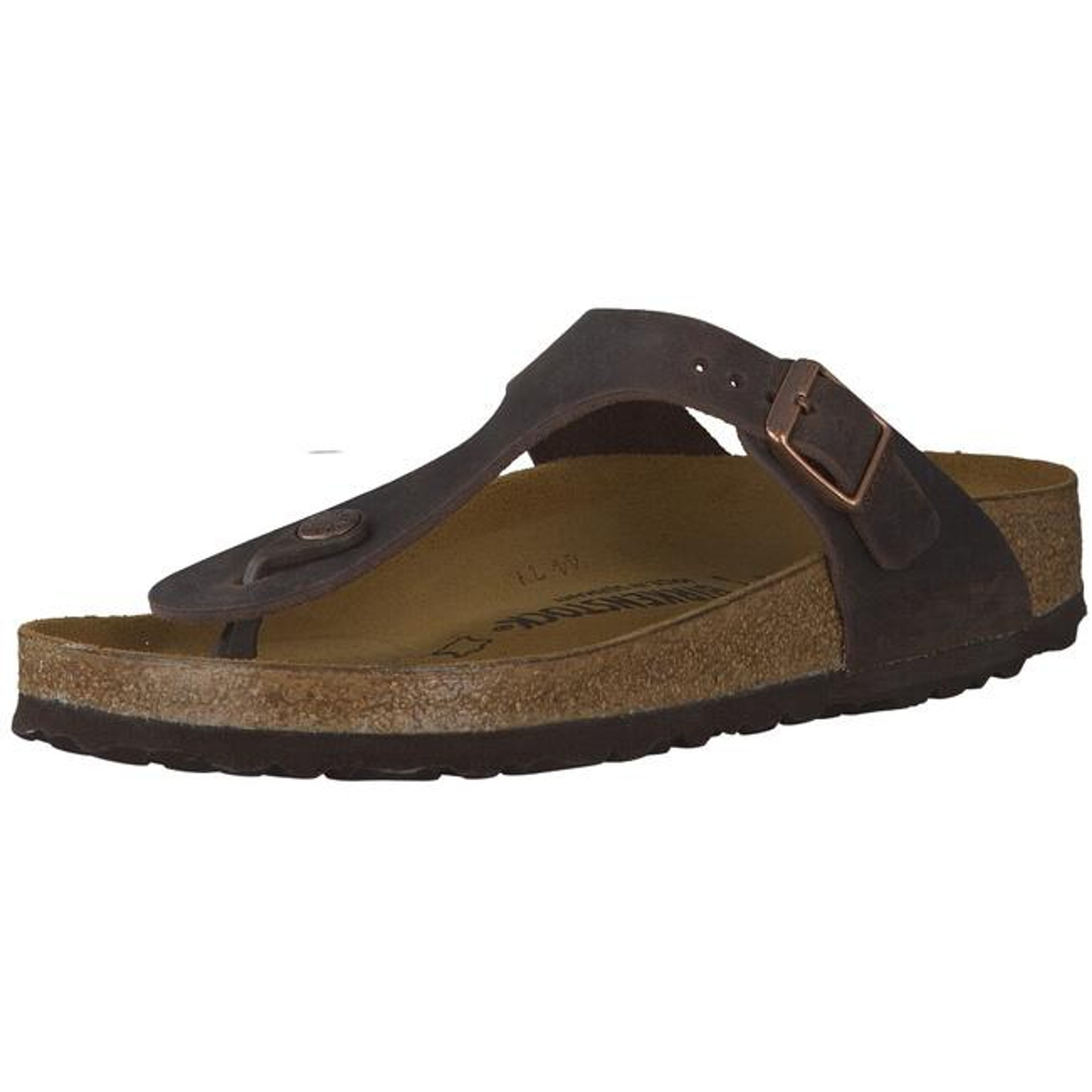 Birkenstock Gizeh Habana Brown Leather Sandals Slides Thongs Flip-Flops regular - Bartel-Shop