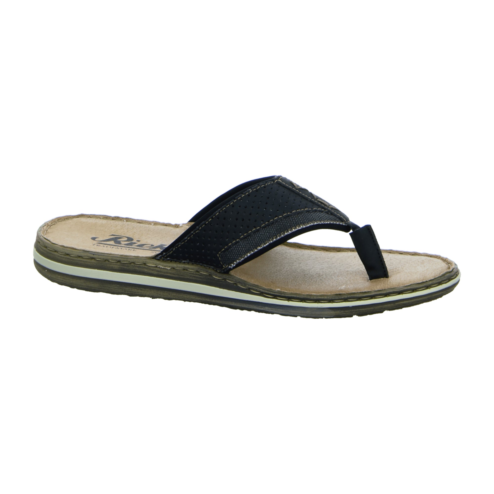 Rieker Black Slip-On Sandals Comfort Fit Lightweight Shock Absorbing Sole
