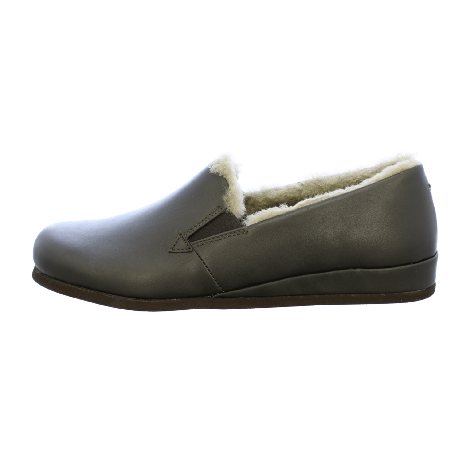 Rohde Men's Brown Leather Slip-On Shoes with Wedge Heel and Warm Lining