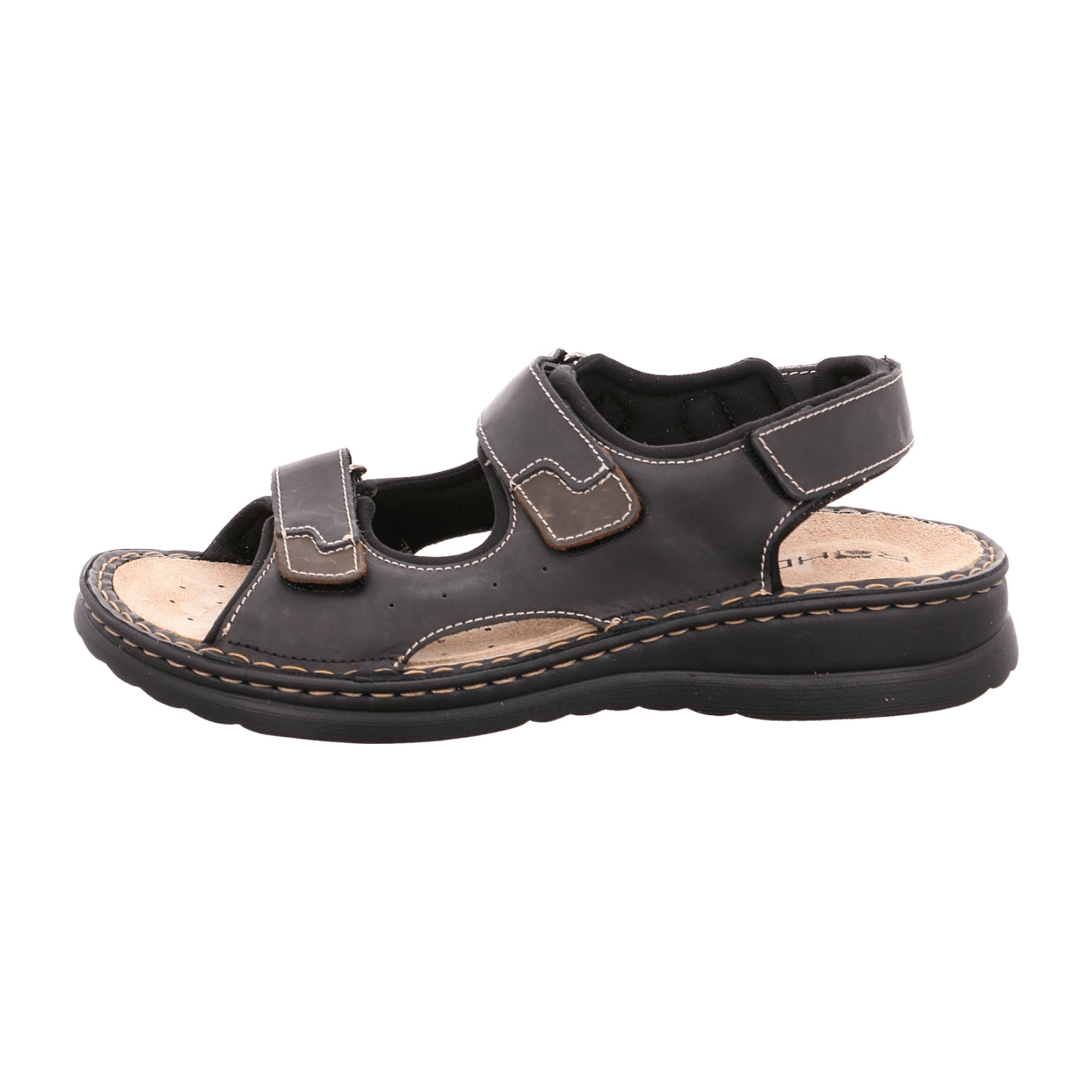 Rohde Comfortable Men's Black Sandals Nubuck Leather Spring Summer