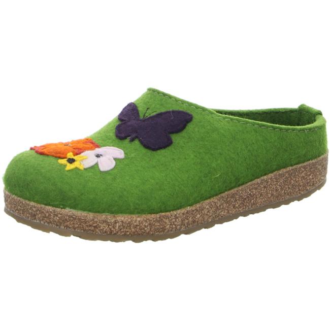 Haflinger Slippers green female Sandals Clogs Wool - Bartel-Shop