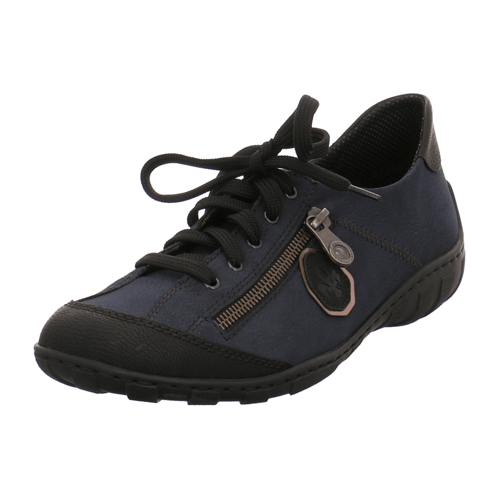 Rieker Casual Lace Up Shoes for Women in Blue and Black with Stylish Zip Detail