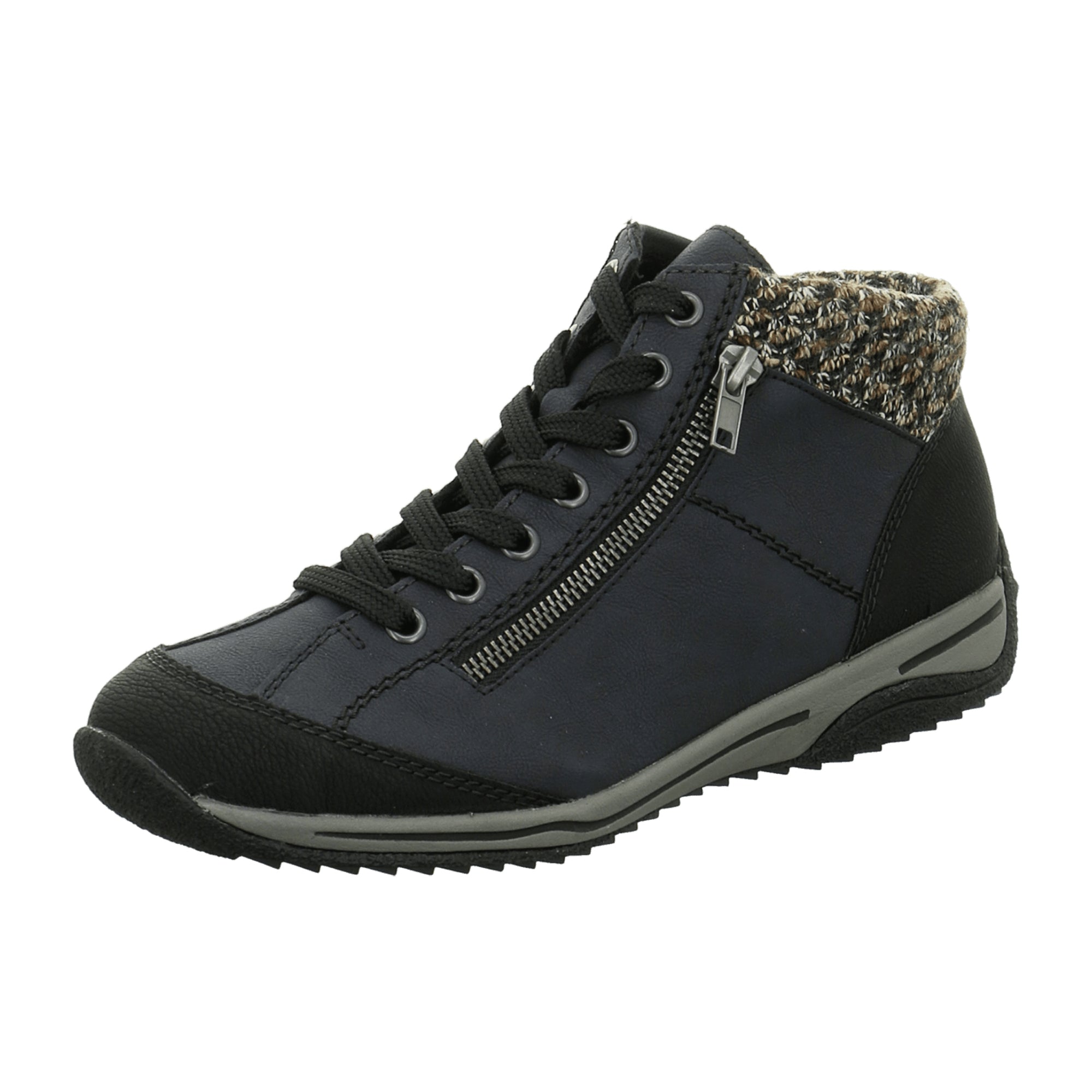 Rieker Women's Blue Lace-Up Ankle Boots with Warm Lining for Winter