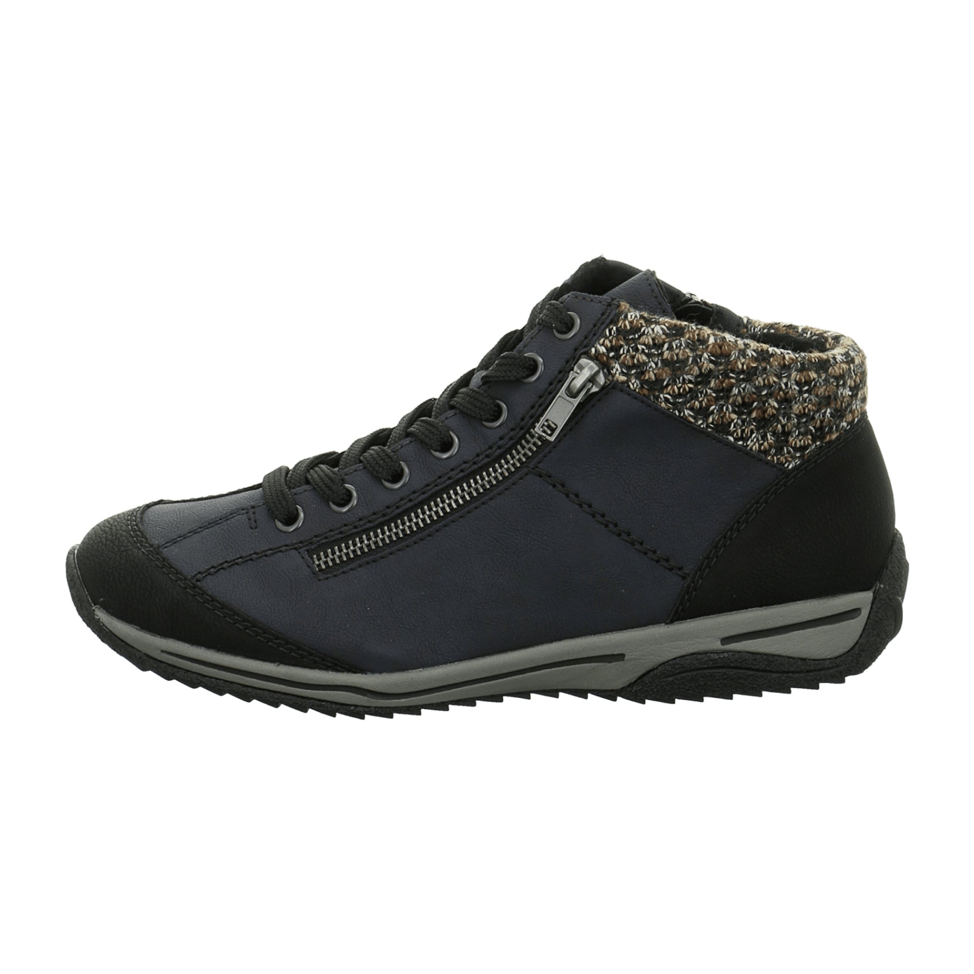 Rieker Women's Blue Lace-Up Ankle Boots with Warm Lining for Winter