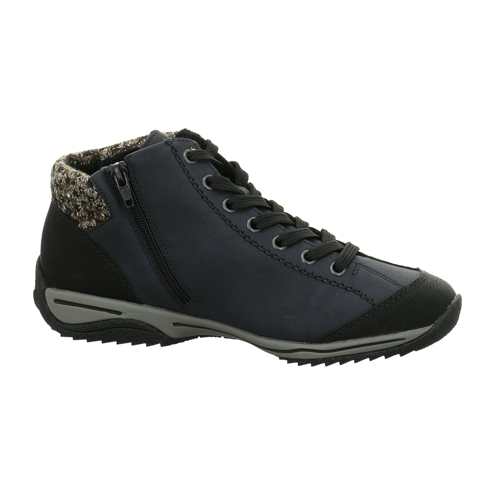 Rieker Women's Blue Lace-Up Ankle Boots with Warm Lining for Winter