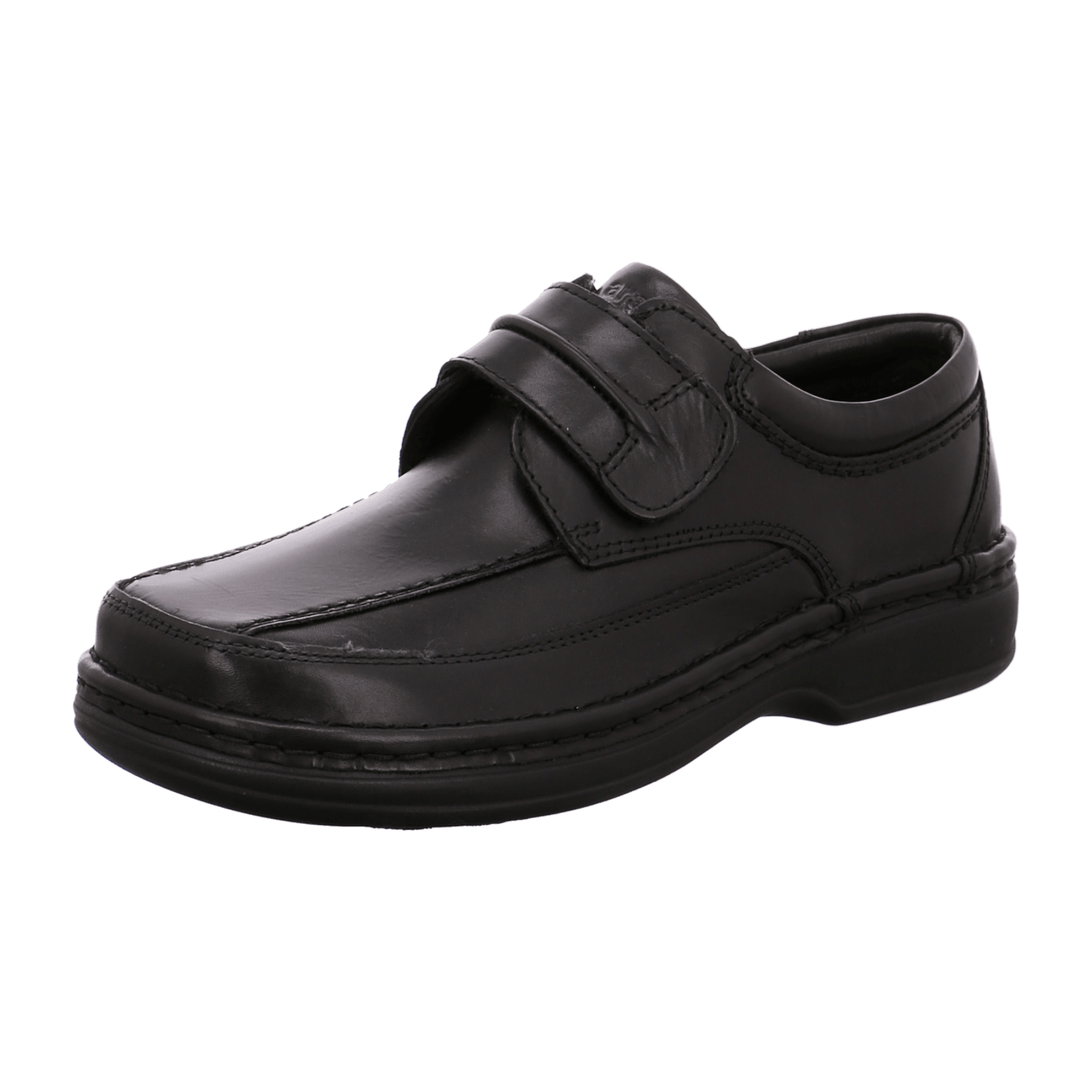 ARA Men's Leather Lace-Up Shoes with Hook-and-Loop Fastener in Black