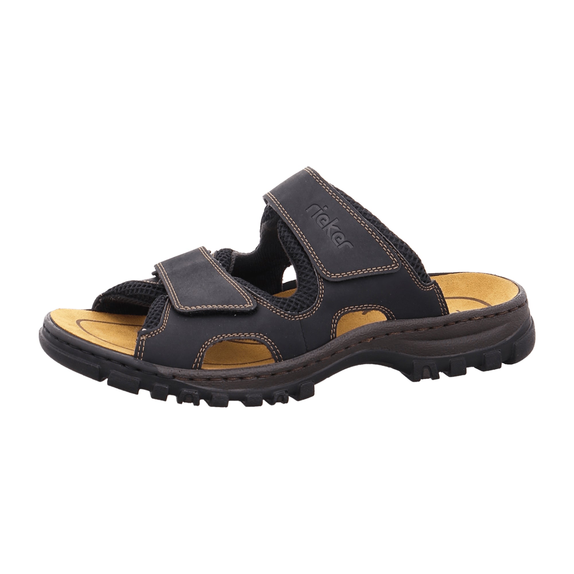 Rieker Men's Black Summer Sandals with Adjustable Straps and Soft Lining