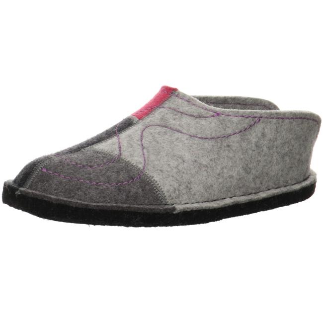 Haflinger Slippers gray female Sandals Clogs linen Wollfeed - Bartel-Shop
