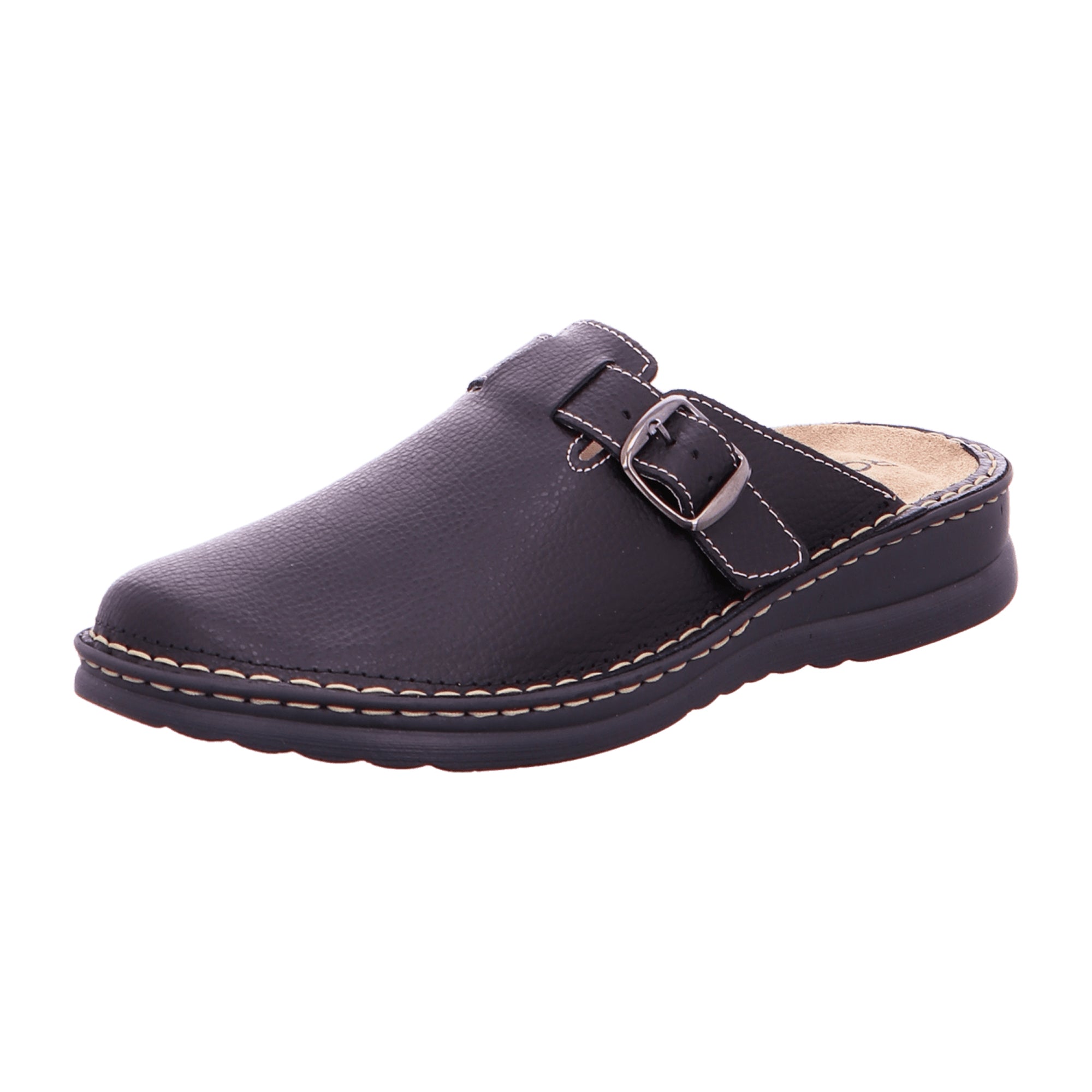 Rohde Men's Black Leather Clogs with Wedge Heel Slip-On Spring Summer