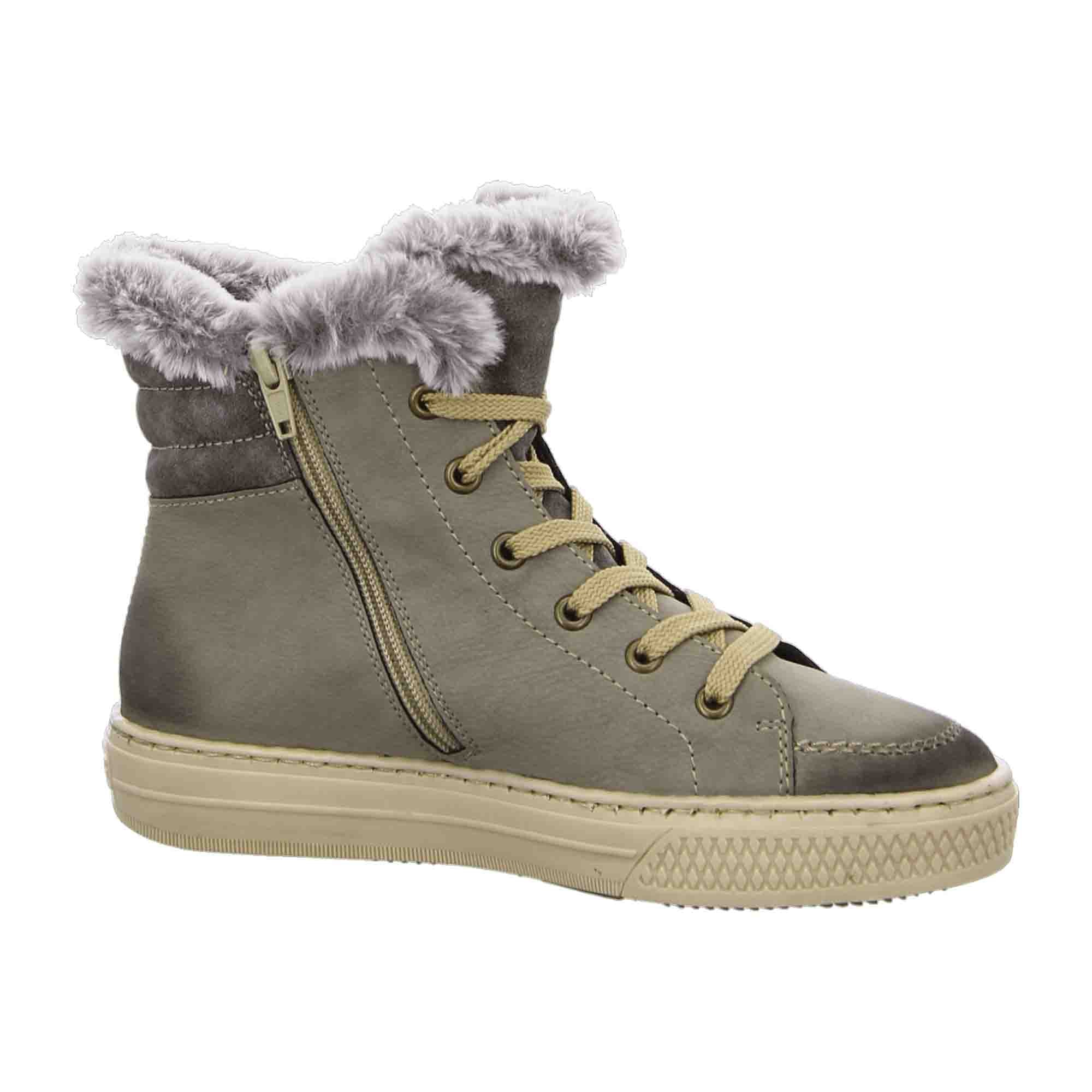 Rieker Z5931 Women's Gray Ankle Boots Lace-Up Faux Leather Warm Lined Winter Shoes