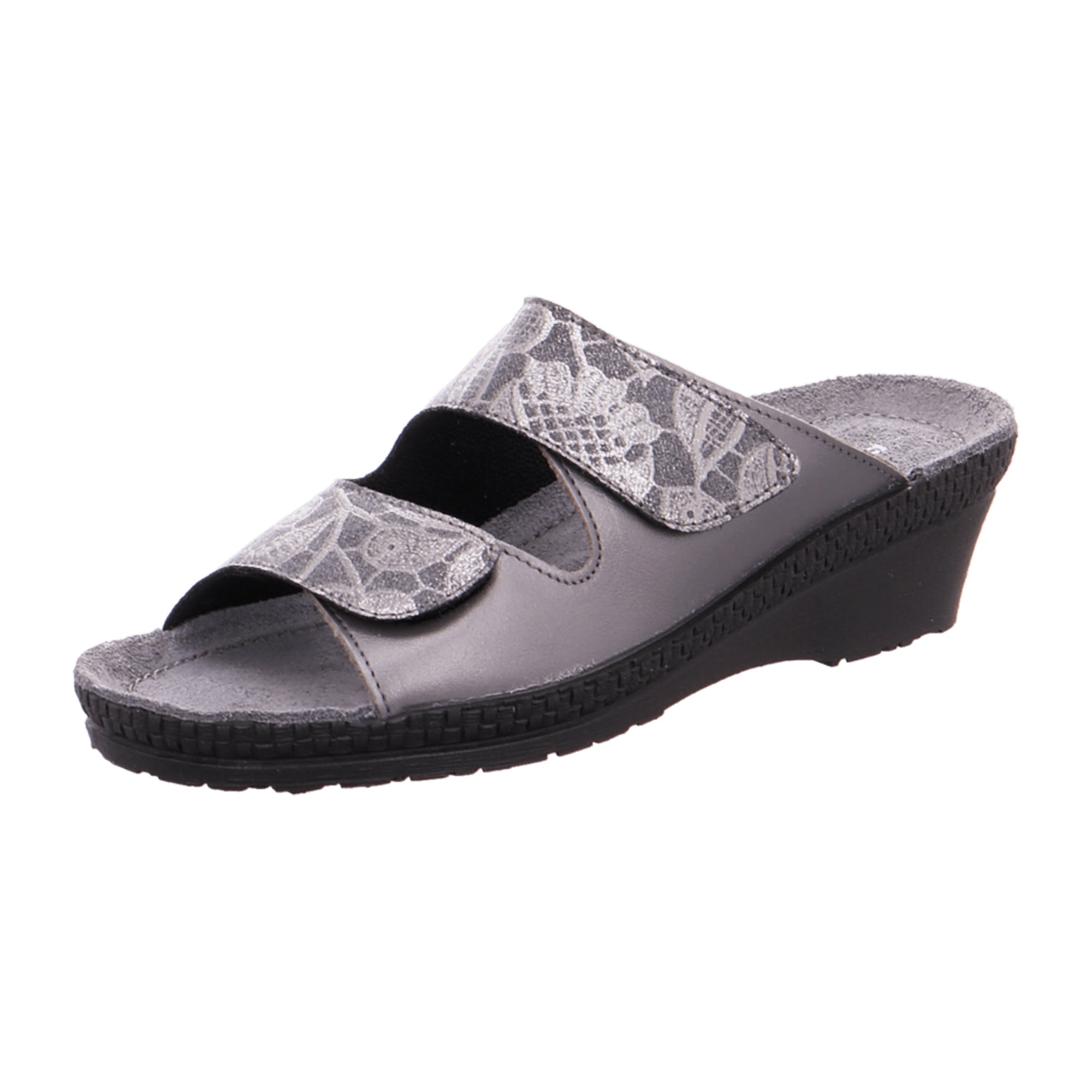 Rohde Women's Slip-On Shoes Gray Leather Comfortable Wedge Heel Spring Summer