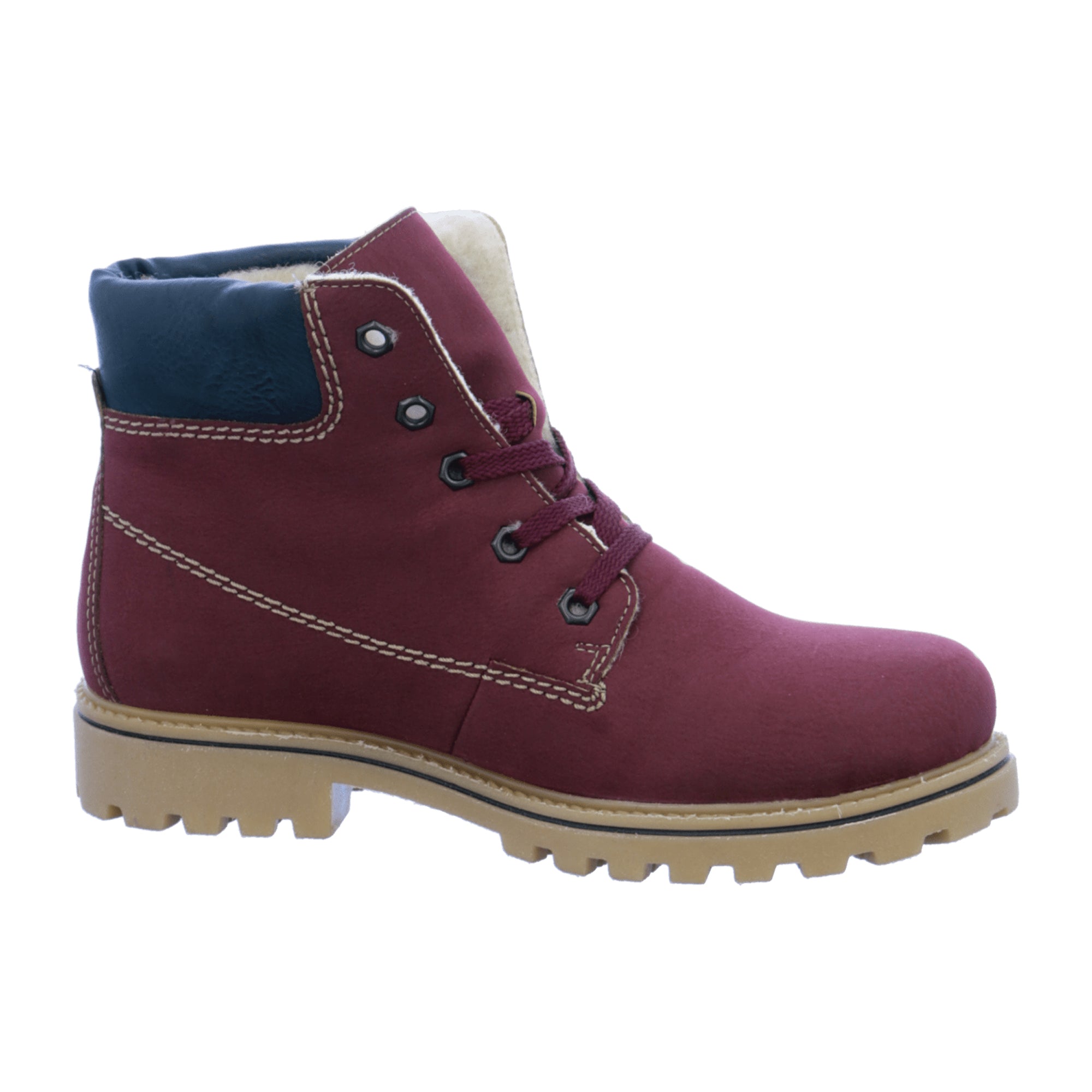 Rieker Women's Red Ankle Boots NAMUR EAGLE AMBOR with Block Heel