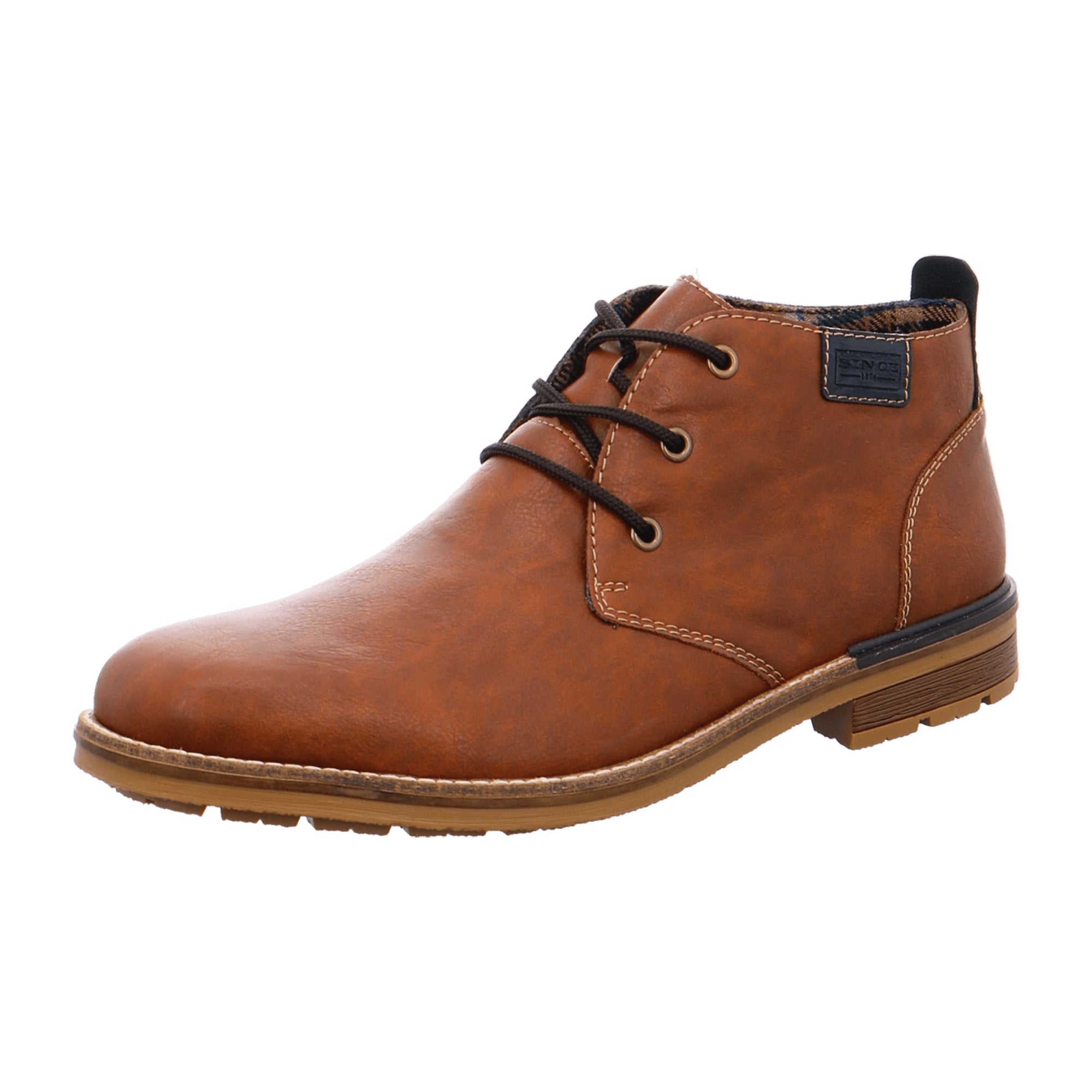 Rieker Men's Brown Lace-Up Ankle Boots with Warm Lining for Fall Winter