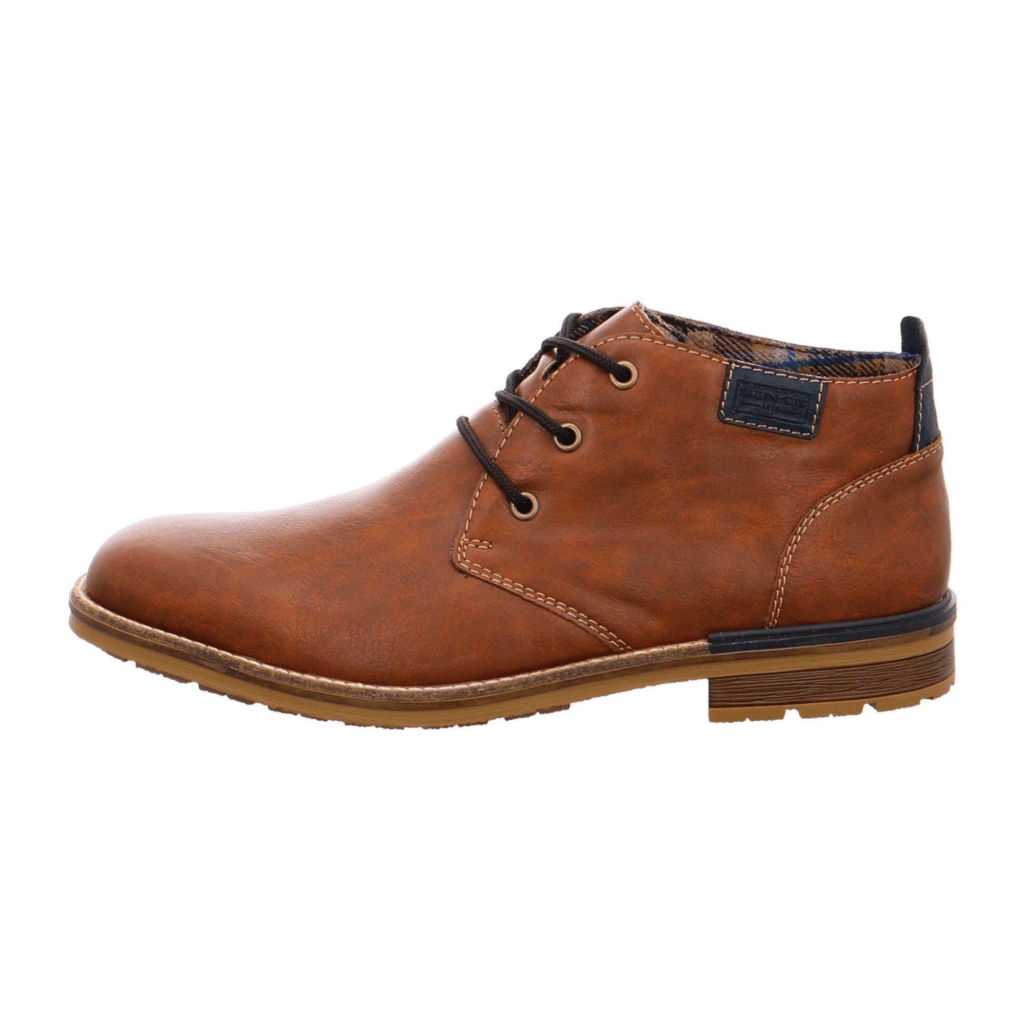 Rieker Men's Brown Lace-Up Ankle Boots with Warm Lining for Fall Winter