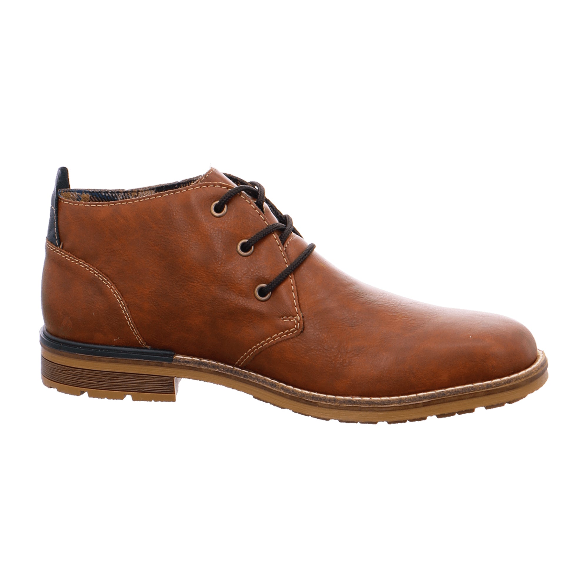 Rieker Men's Brown Lace-Up Ankle Boots with Warm Lining for Fall Winter