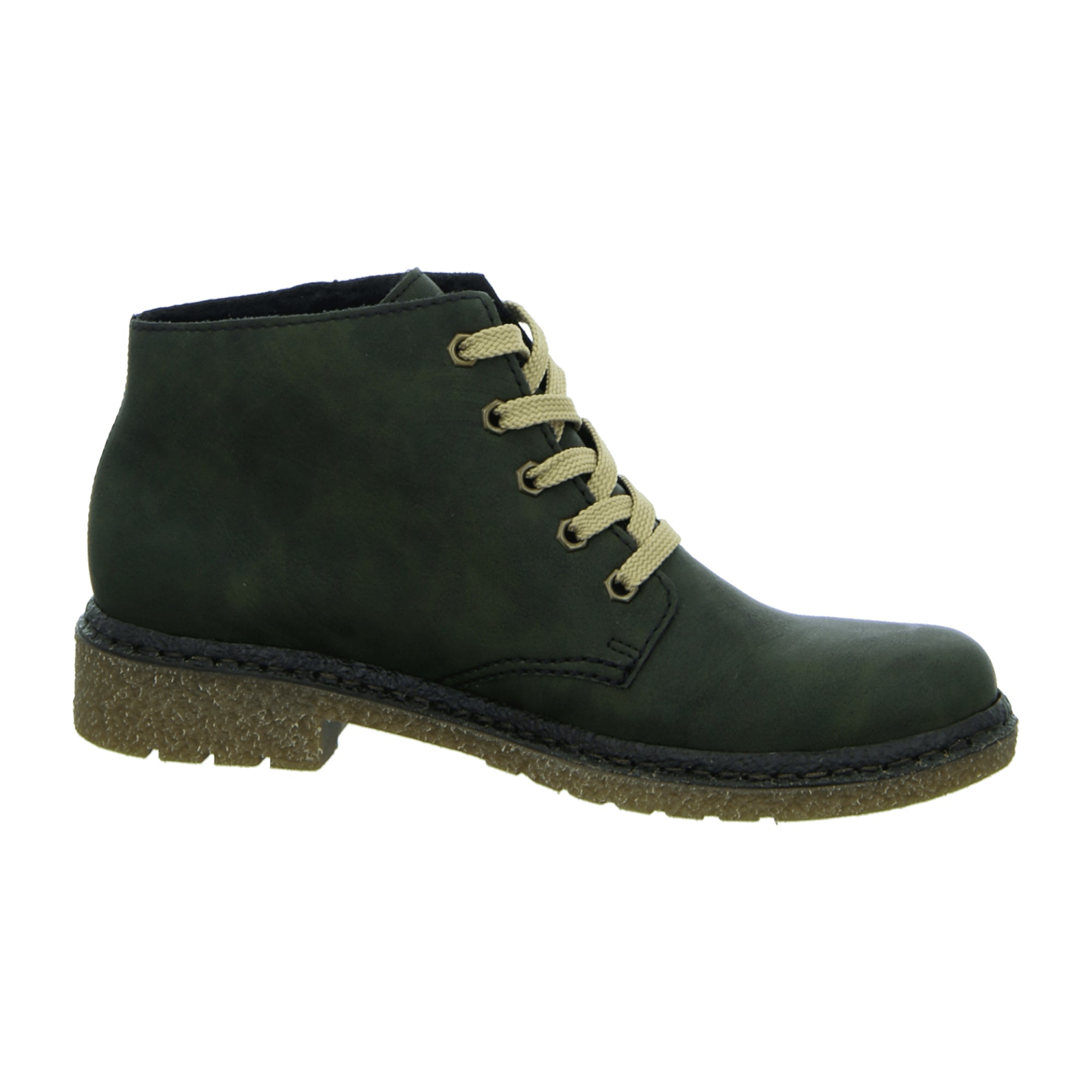 Rieker Women's Green Retro Lace-Up Boots with Warm Lining and Comfort System