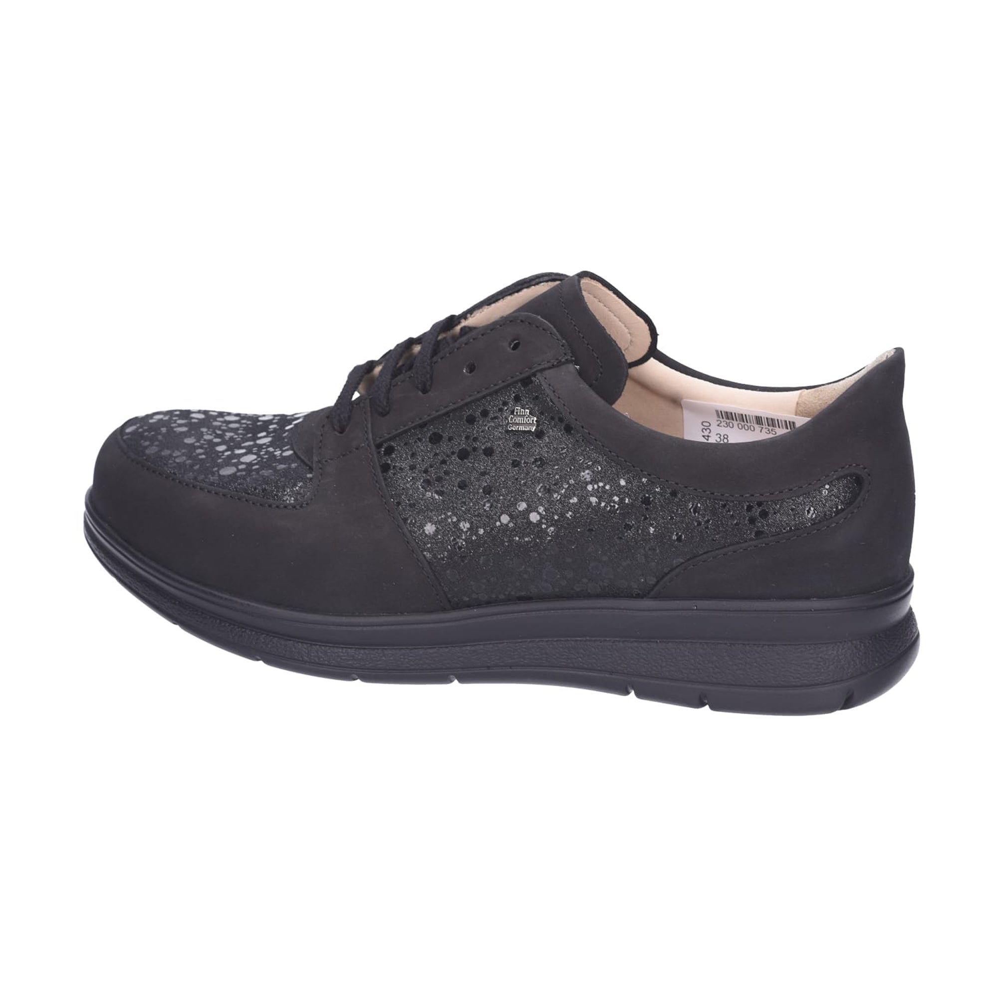 Finn Comfort Women's Black Lace-Up Shoes with Removable Insoles