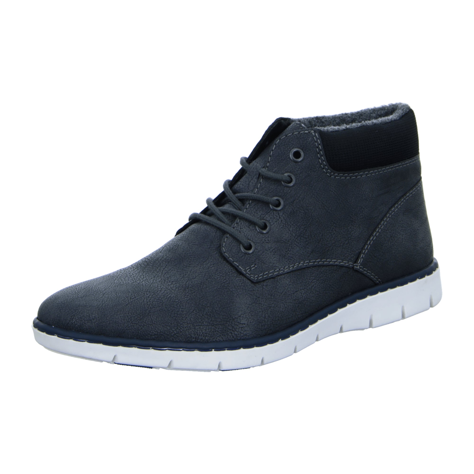 Rieker Men's Gray Leather Ankle Boots with Faux Fur Lining