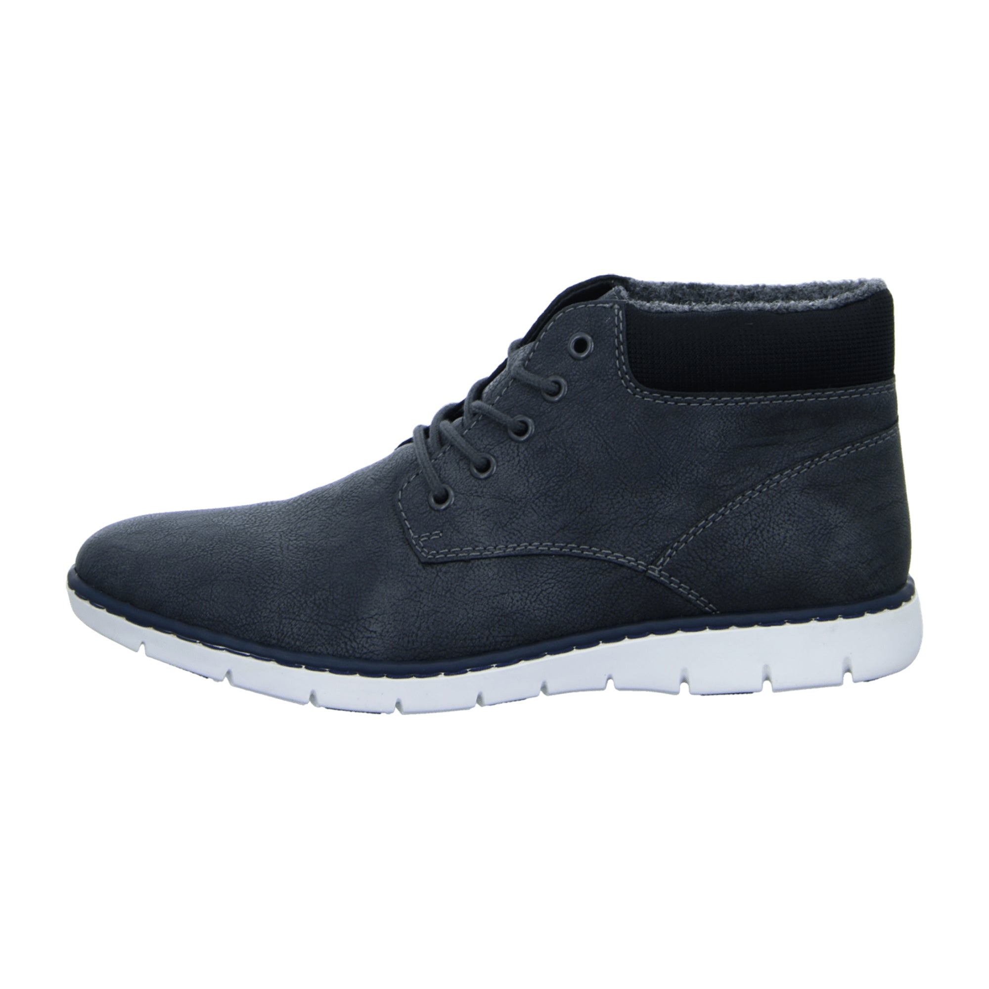Rieker Men's Gray Leather Ankle Boots with Faux Fur Lining
