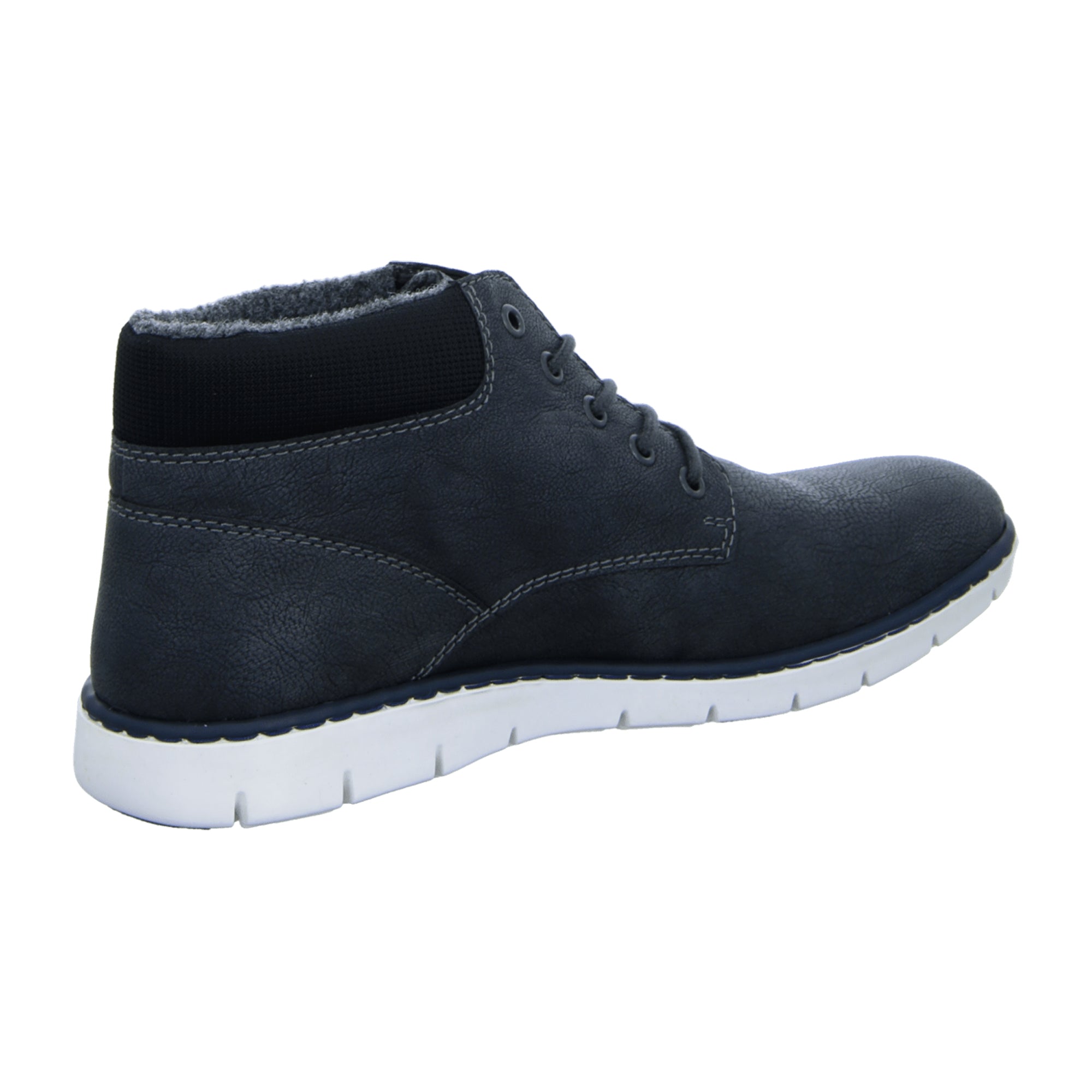 Rieker Men's Gray Leather Ankle Boots with Faux Fur Lining