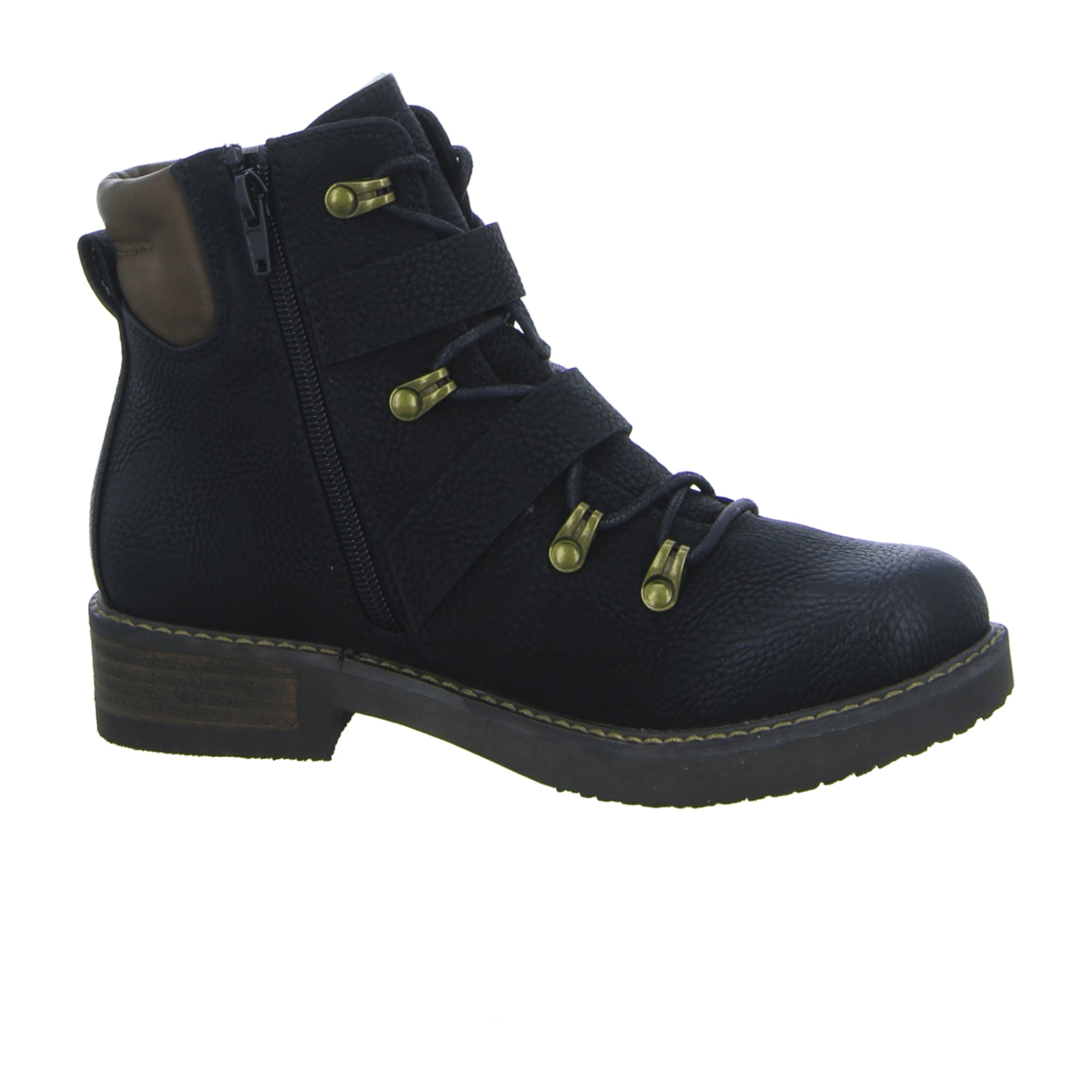 Rieker Women's Black Boots Lace-Up Round Toe Flat Heel Synthetic Winter Shoes