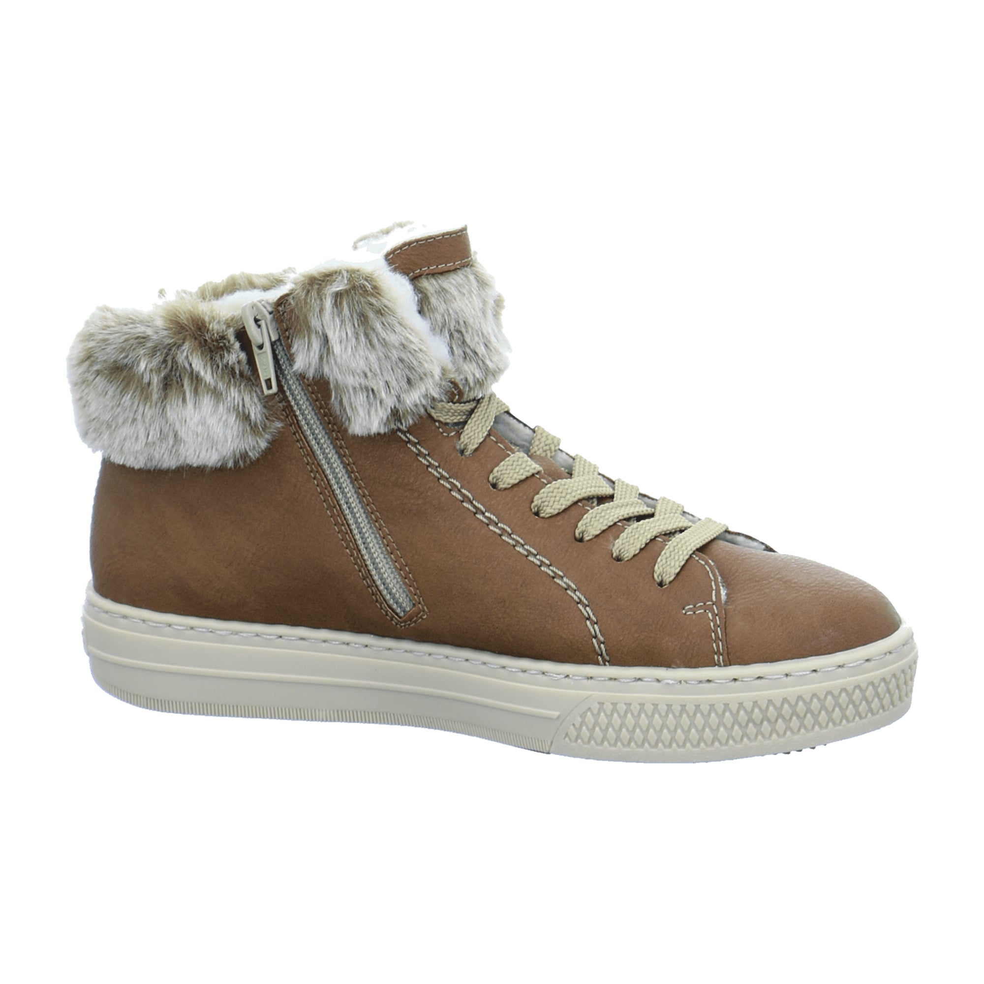 Rieker HASTINGS RABBIT AMBOR Womens Brown Flat Round Toe Lace-Up Shoes