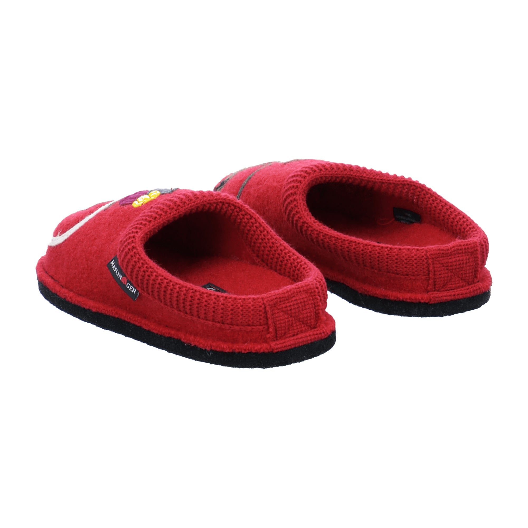 Haflinger Flair Radl Women's Slippers - Durable Black with Red Accents