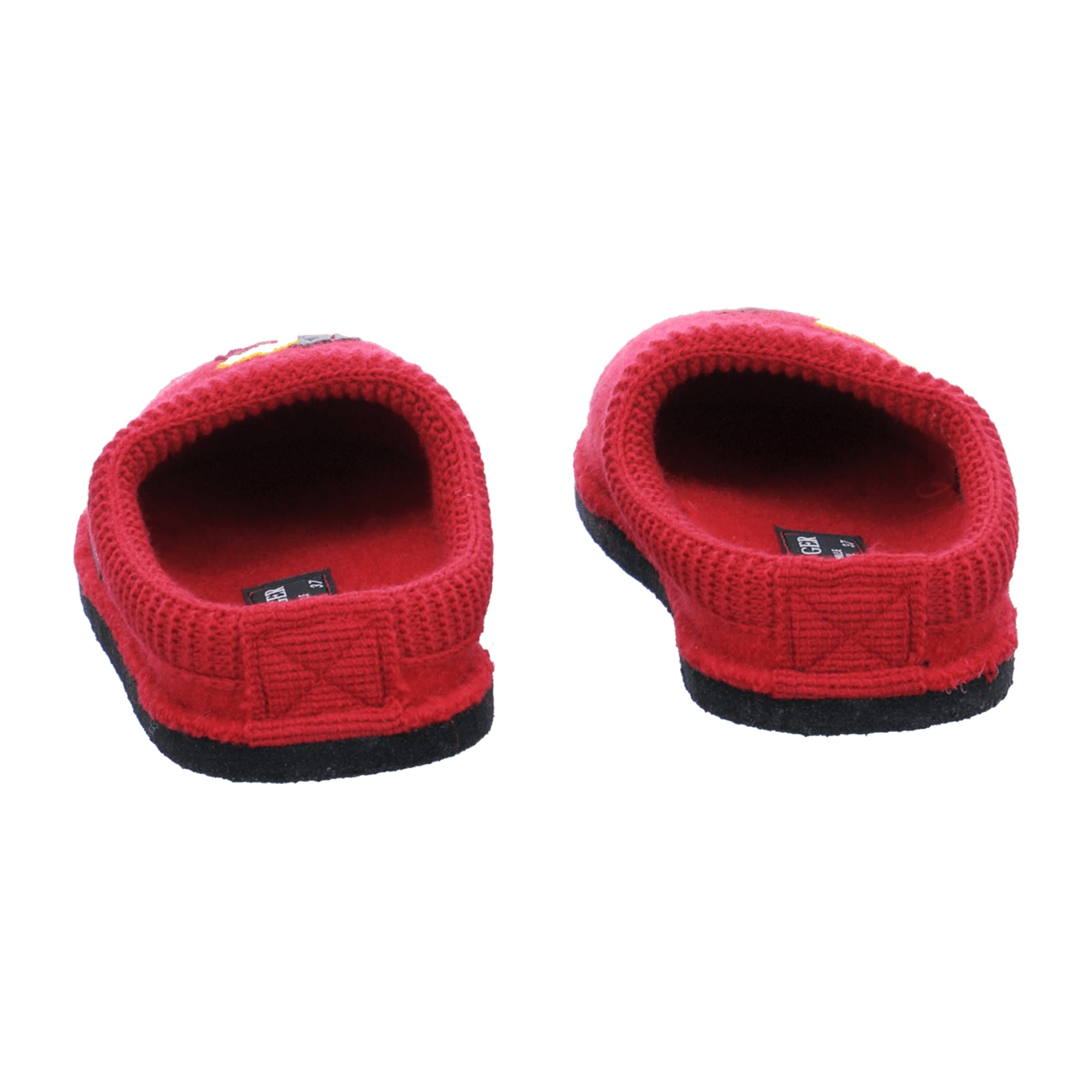 Haflinger Flair Radl Women's Slippers - Durable Black with Red Accents