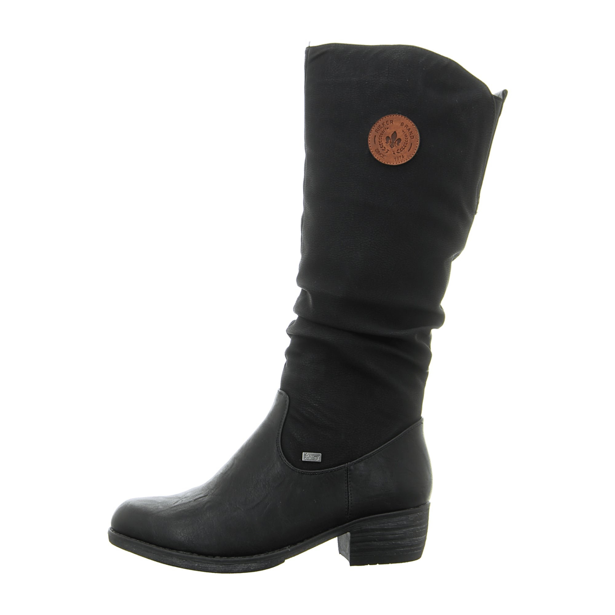 Rieker Women's Black Long Shaft Boots with Warm Lining and Side Zipper